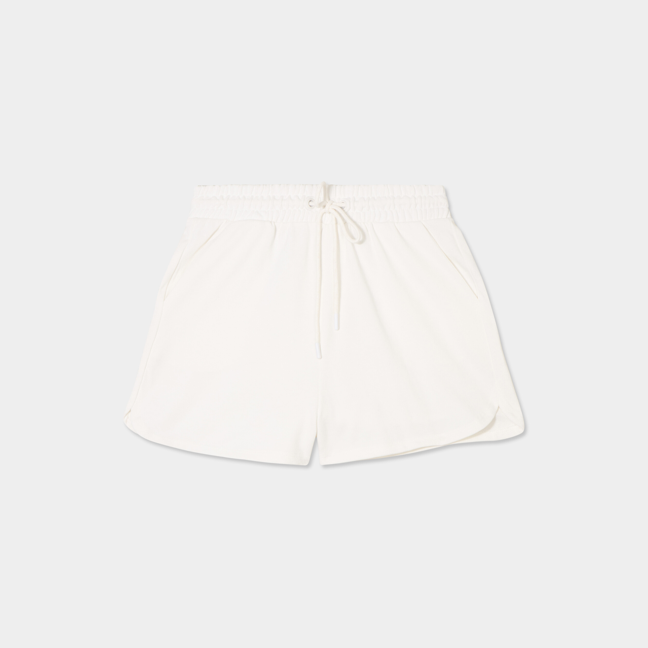 short de jogging taille elastiquee blanc femme Short de jogging taille élastiquée blanc femme