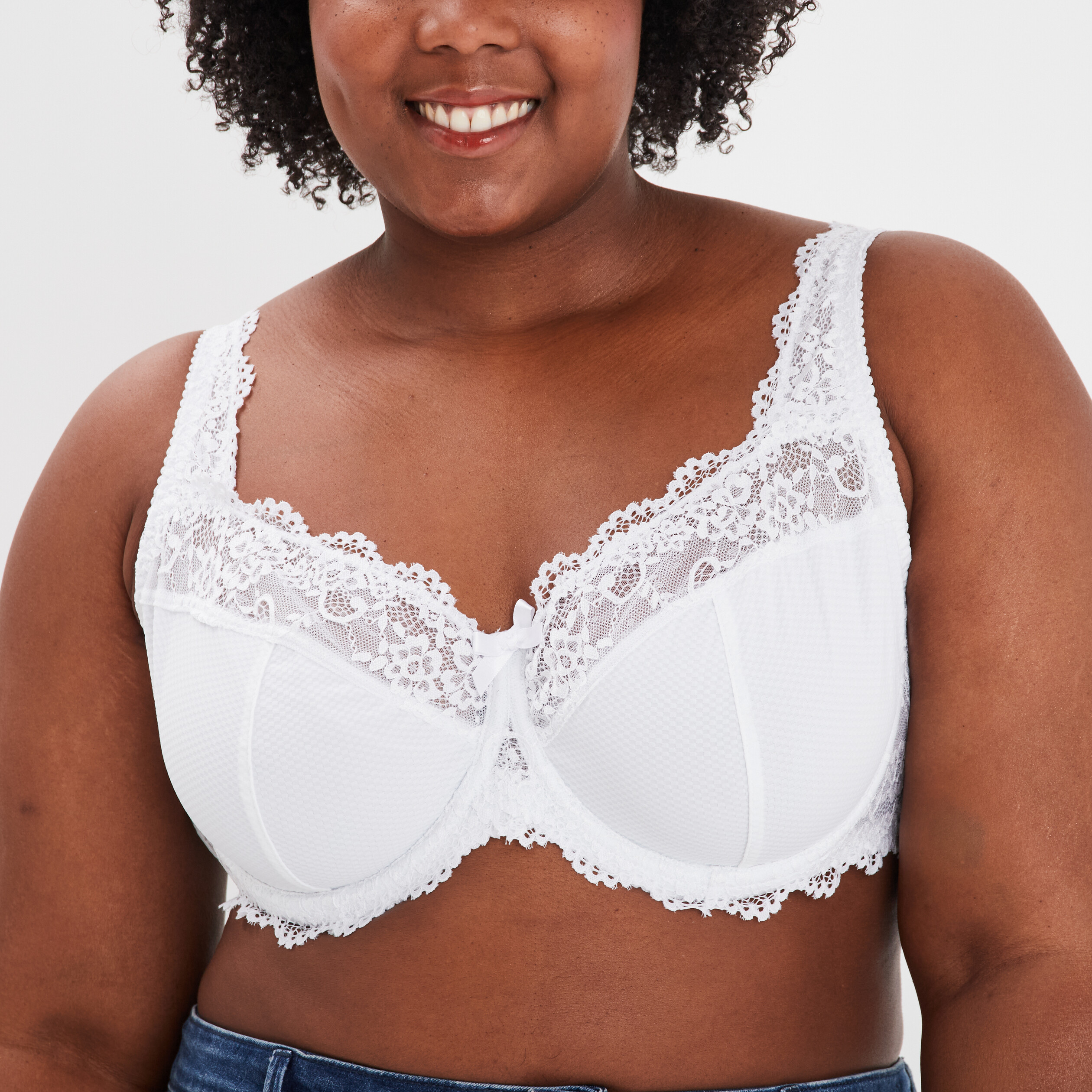 Soutien-gorge corbeille dentelle blanc femme grande taille
