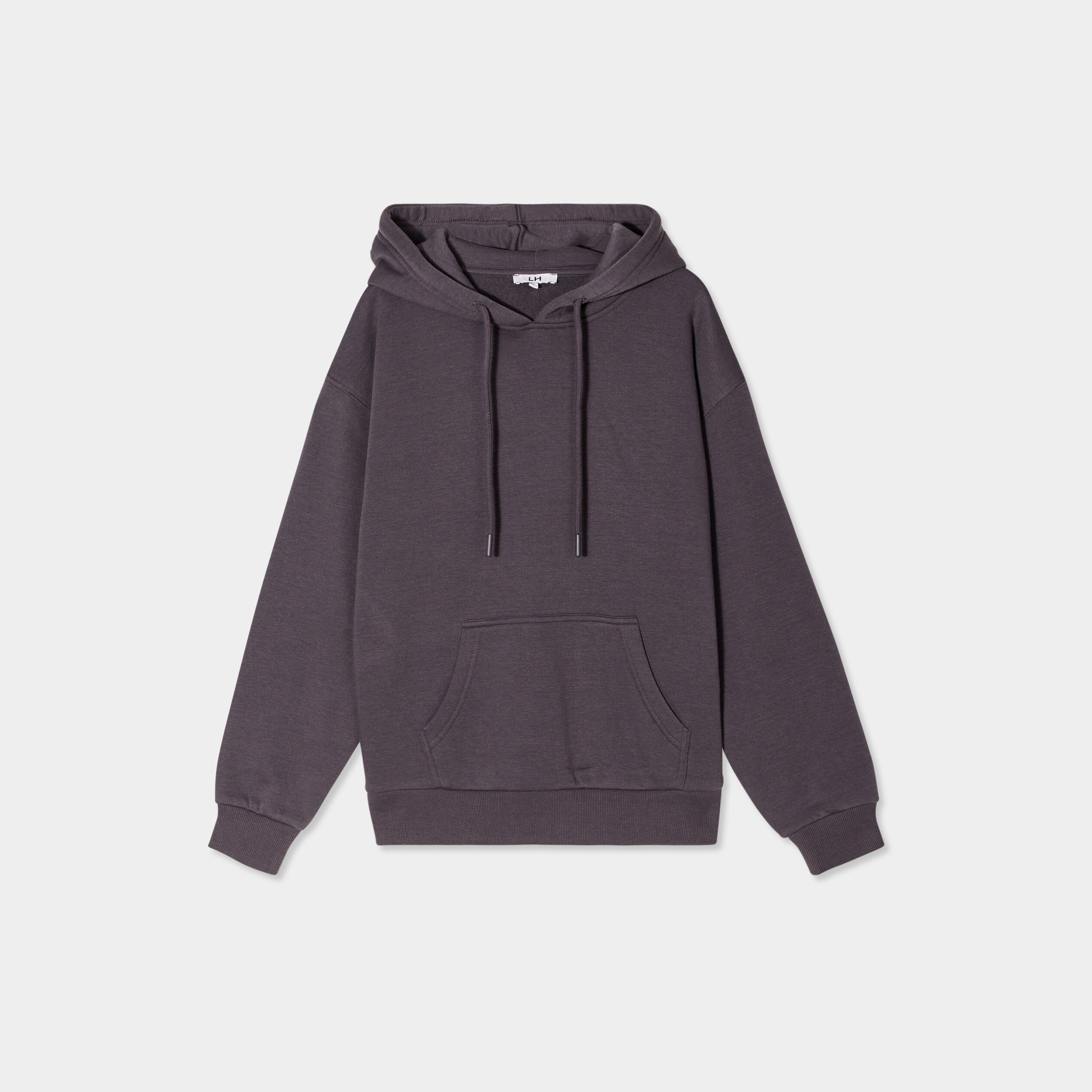 Sweat hoodie molleton &agrave; capuche gris fonc&eacute; femme