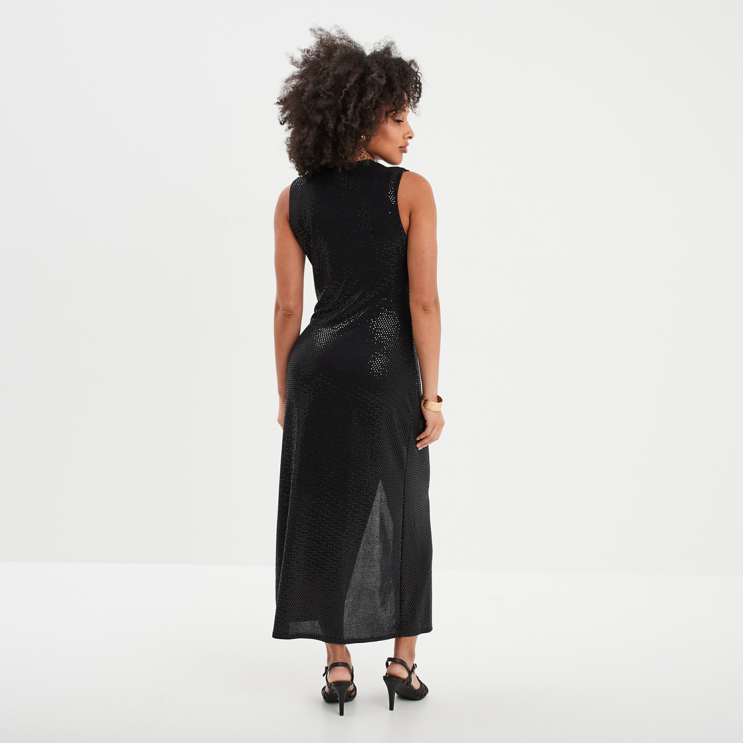 Robe De Soirée Noire à Paillettes Dorées Bohoo - Taille 10 - Neuf Avec étiquettes