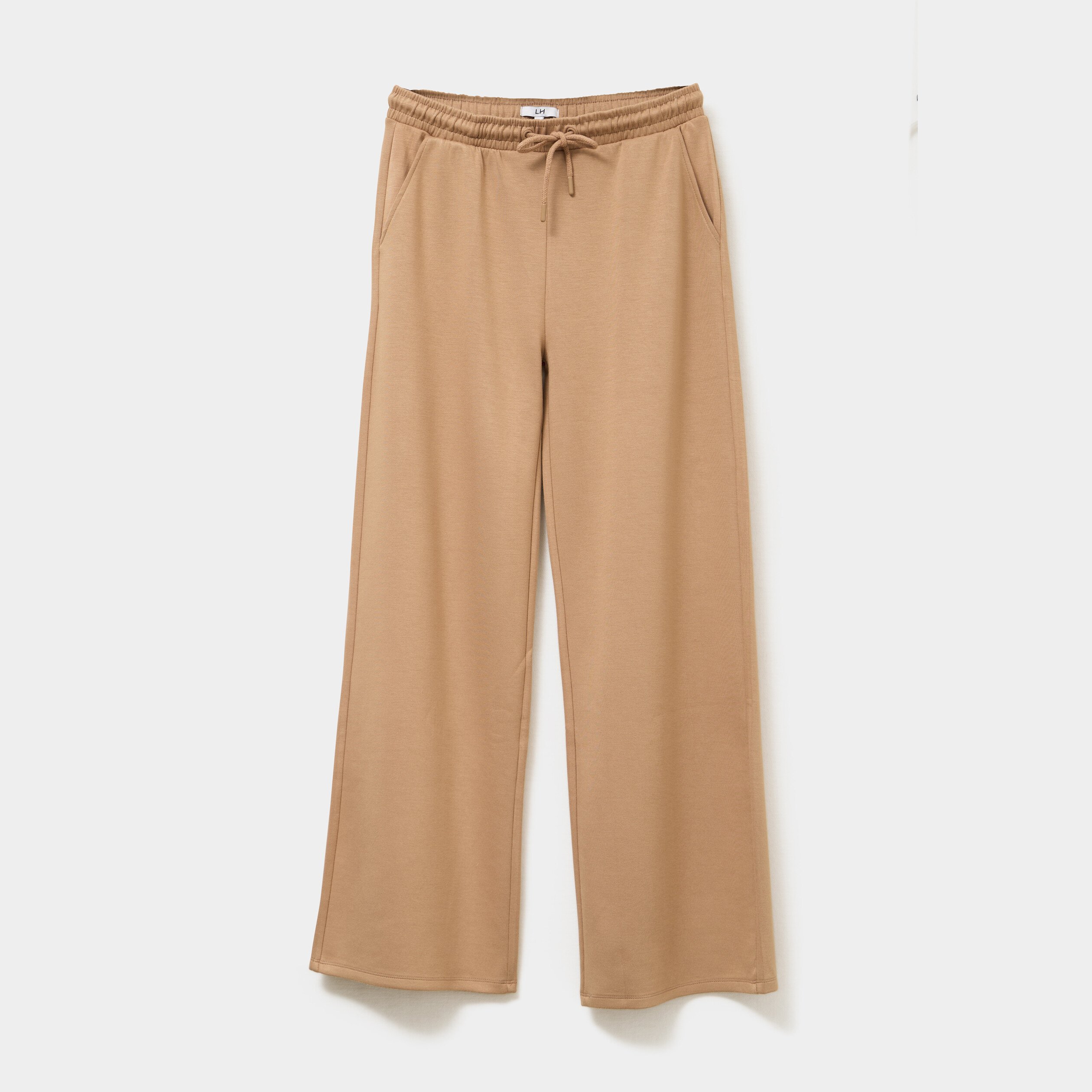 pantalon de jogging large elastique taupe femme Pantalon de jogging large élastiqué taupe femme