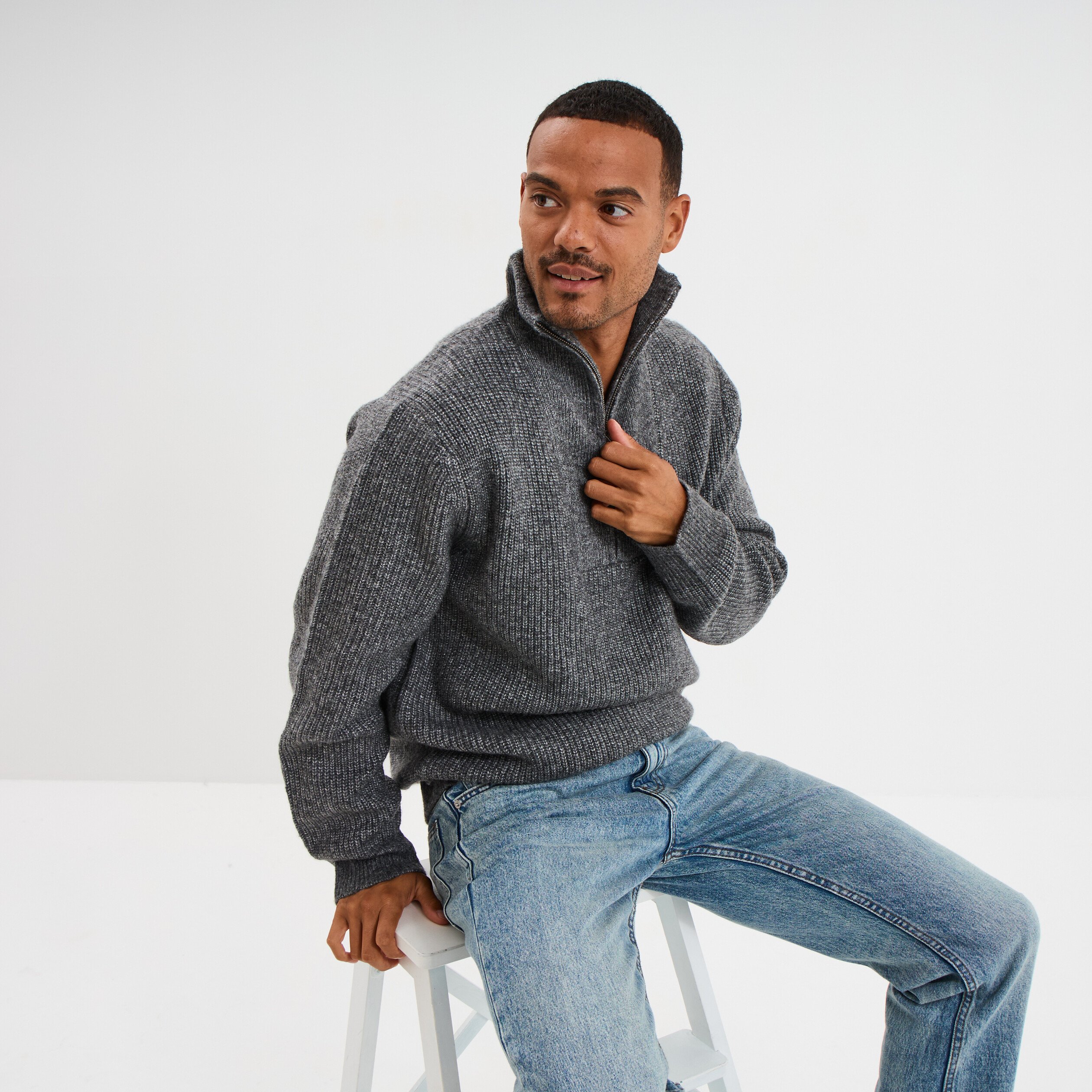 Col Camionneur Pull Tricot Homme Tricot Pull Homme Avec Col