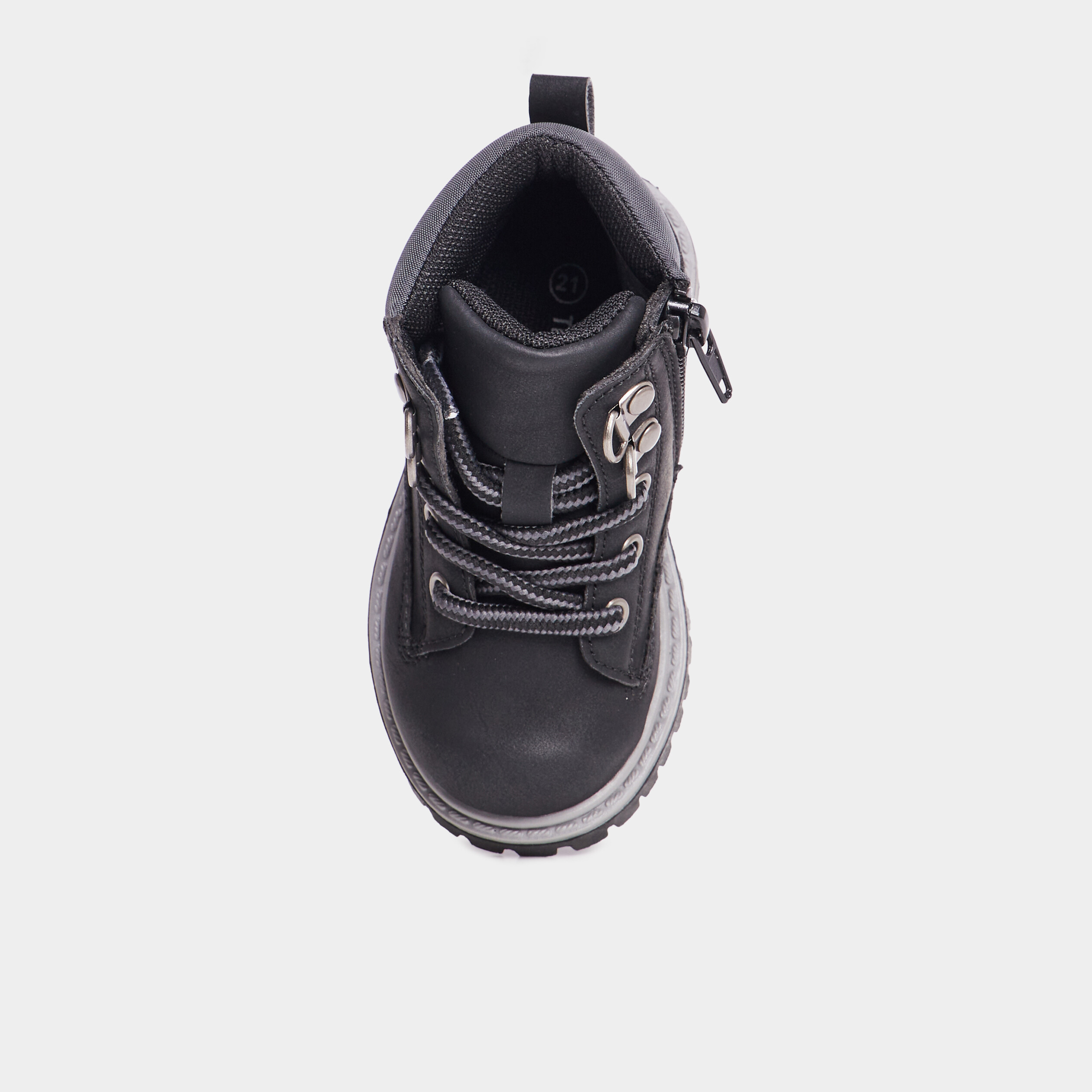 Boots crant&eacute;es zipp&eacute;es &agrave; lacets Bali noir b&eacute;b&eacute; gar&ccedil;on