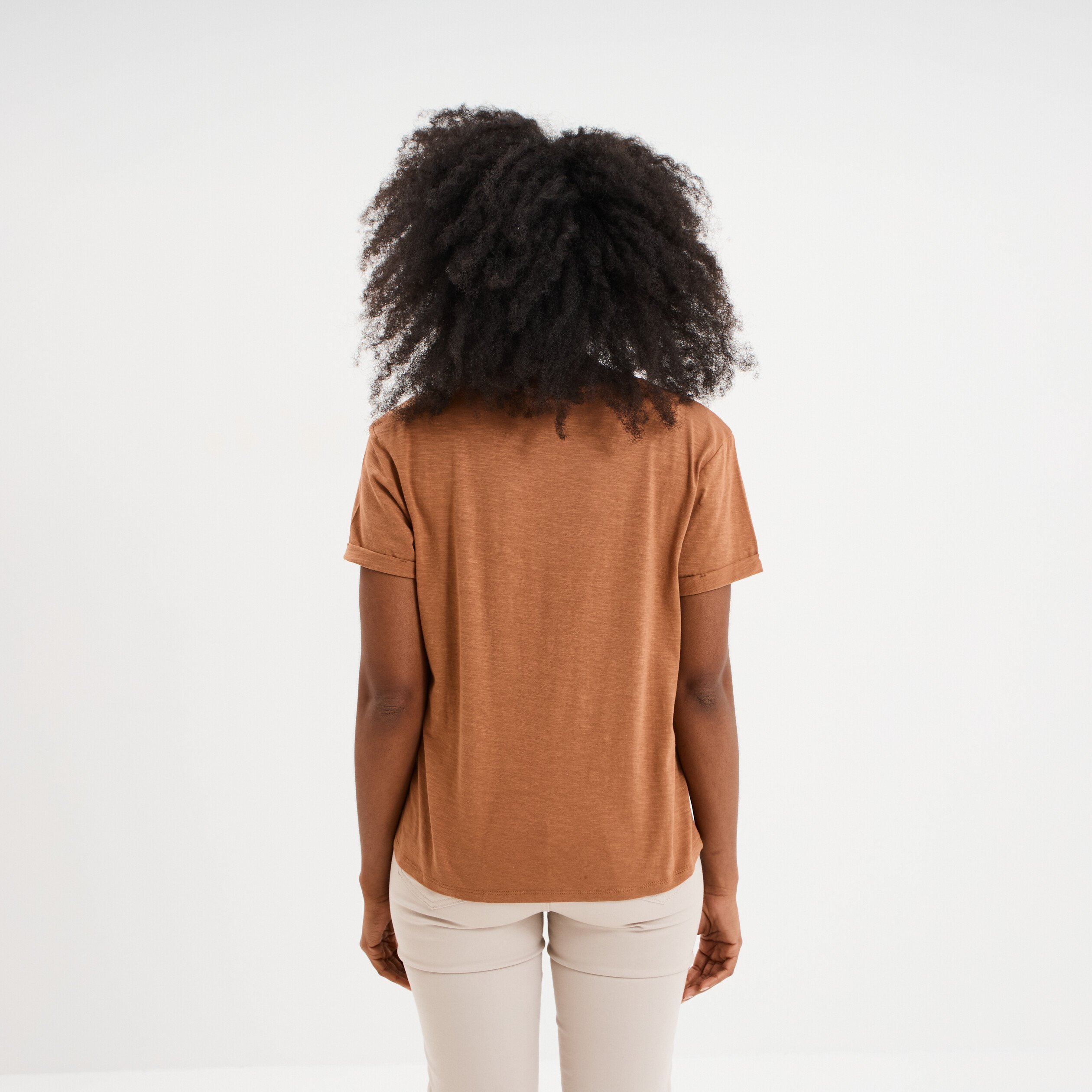 t shirt manches courtes coton beige femme T-shirt manches courtes coton beige femme