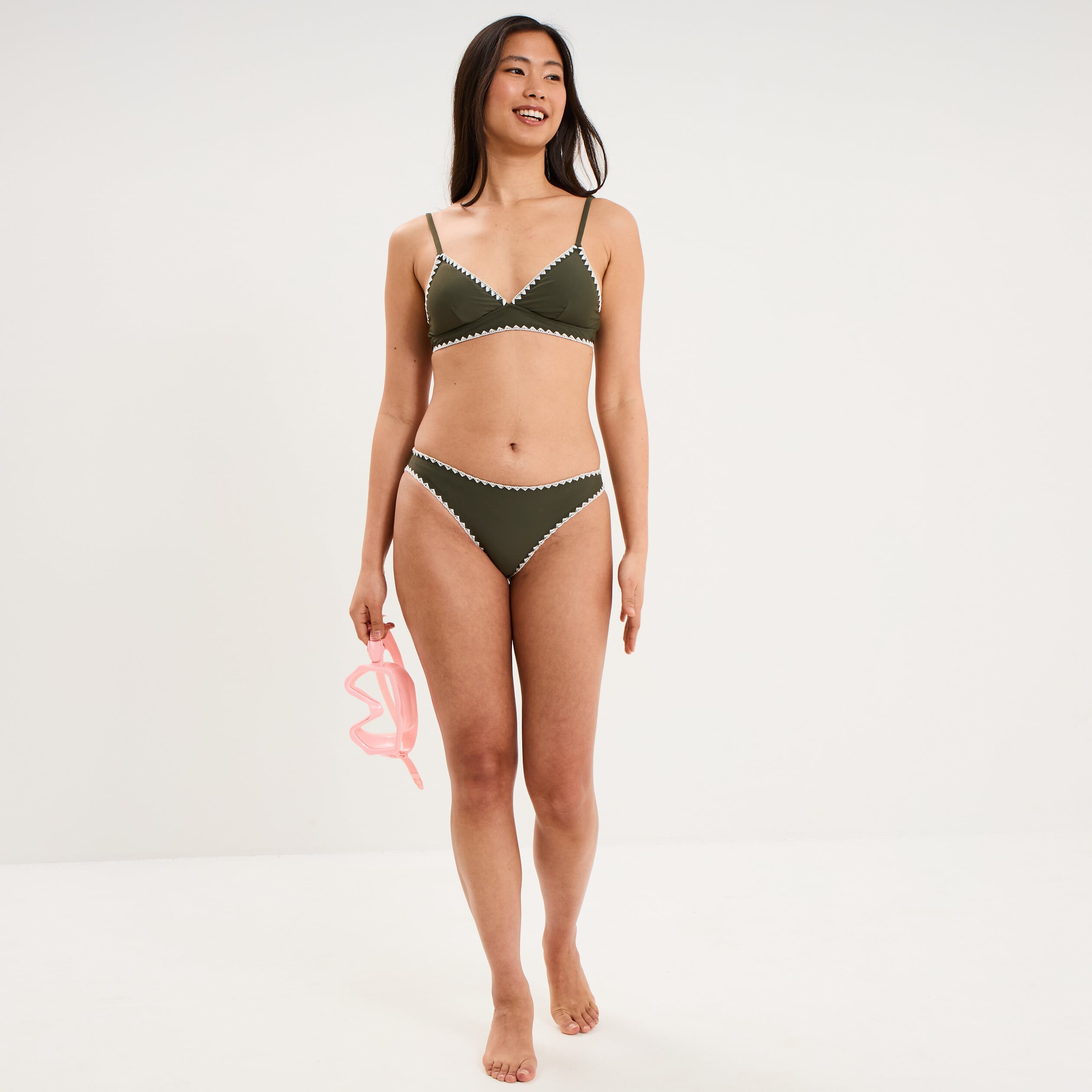 Bas de maillot de bain vert kaki femme
