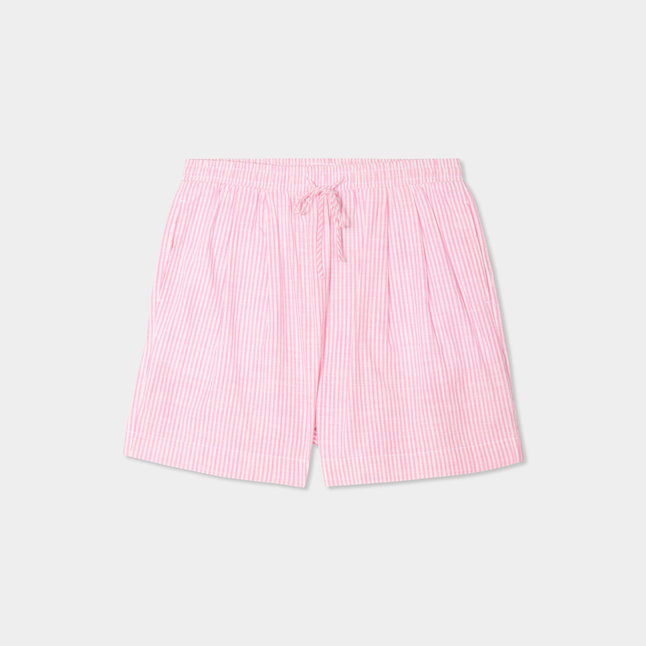 short taille elastiquee coton rose clair femme Short taille élastiquée coton rose clair femme