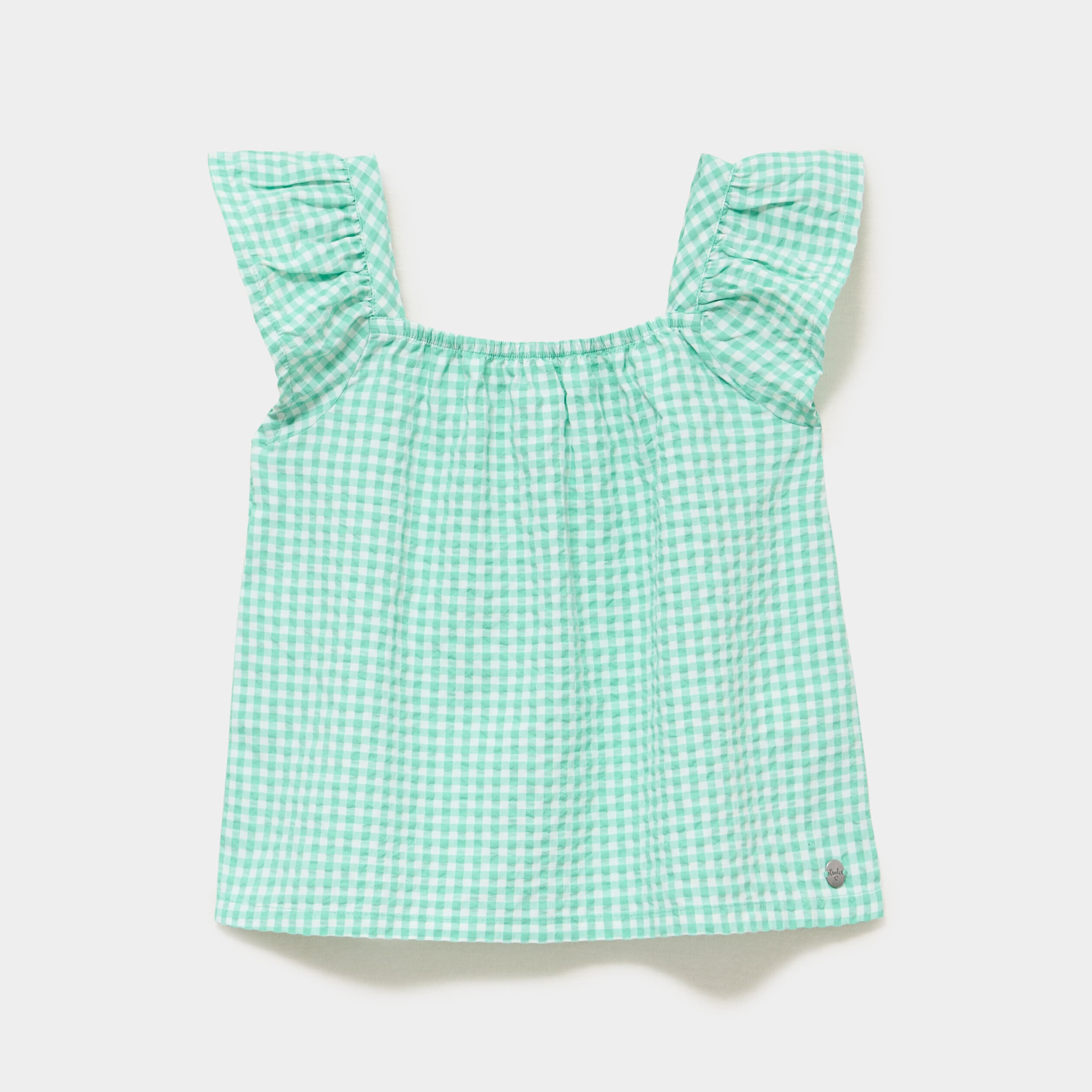 Blouse droite manches volants vert fille