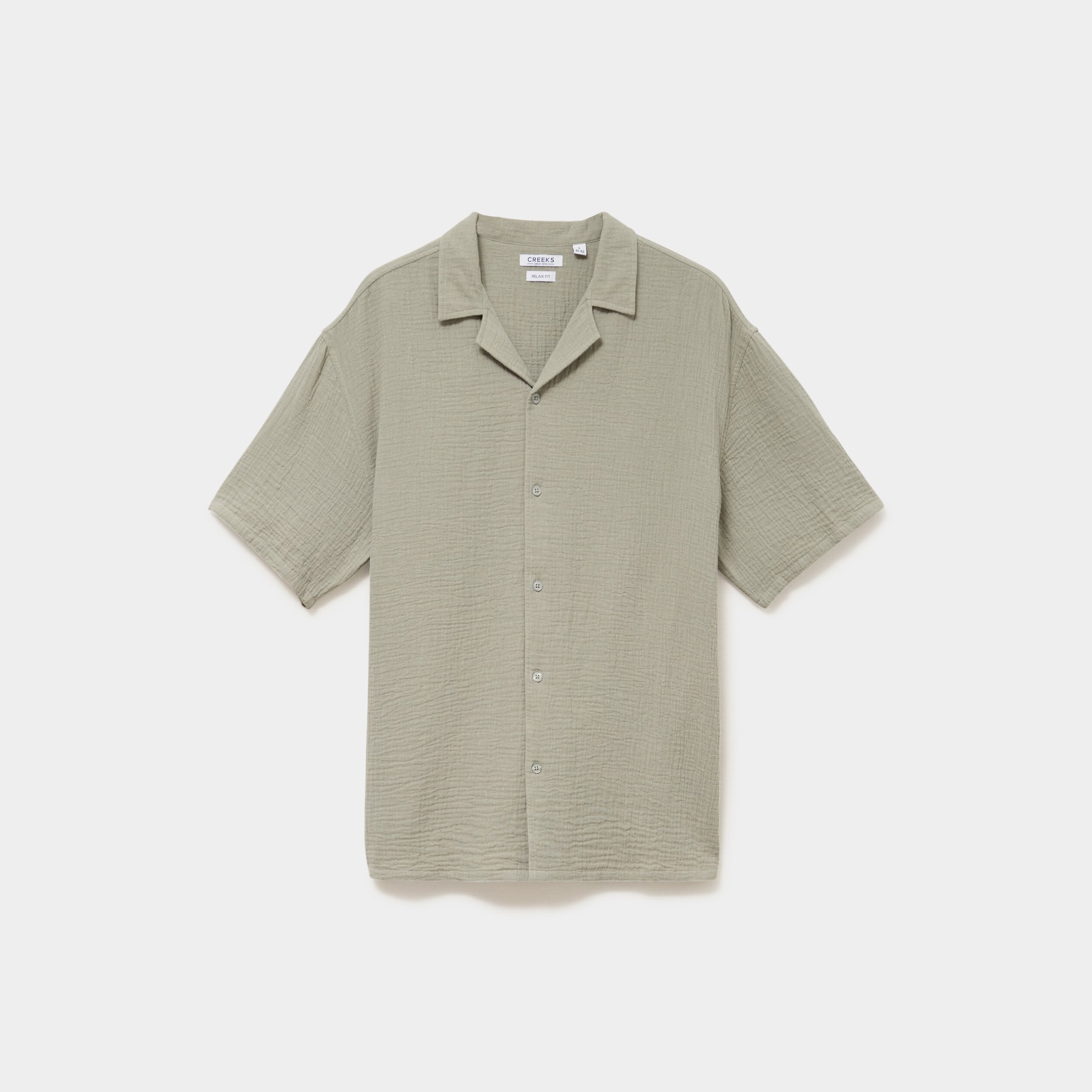 Chemise gaze de coton manches courtes vert clair homme