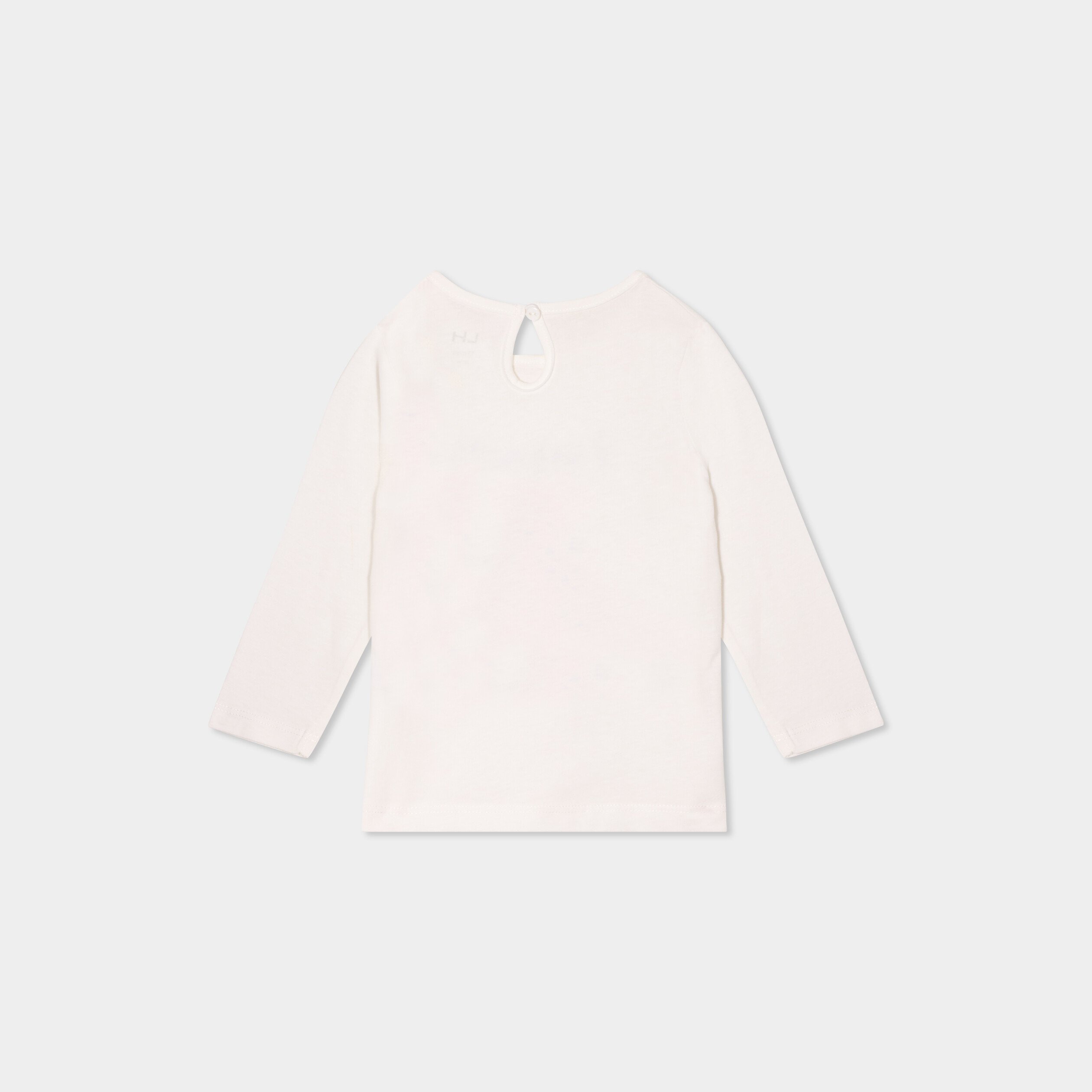 t shirt col rond manches longues coton blanc bebef T-shirt col rond manches longues coton blanc bébé fille