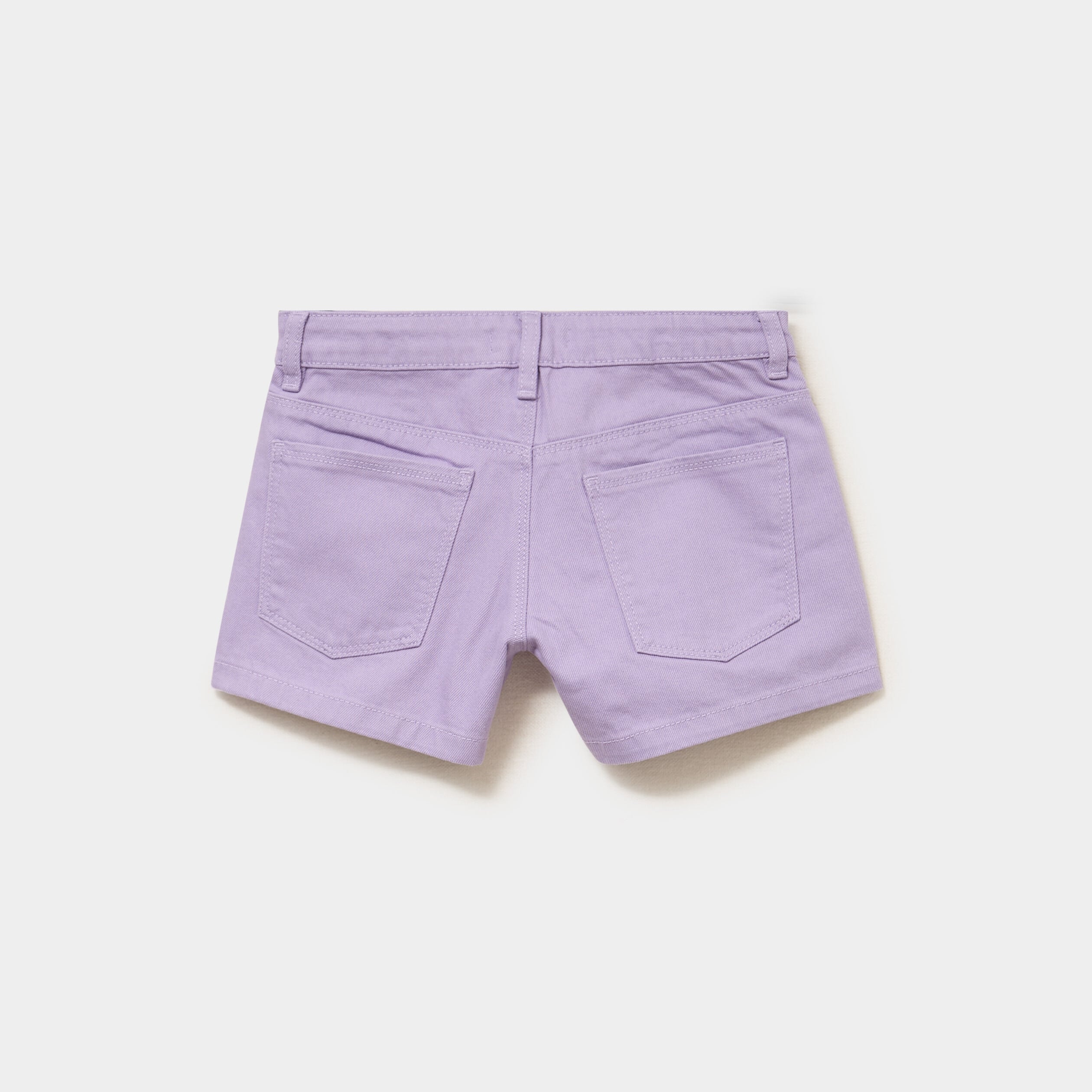 Short droit en coton taille ajustable mauve fille