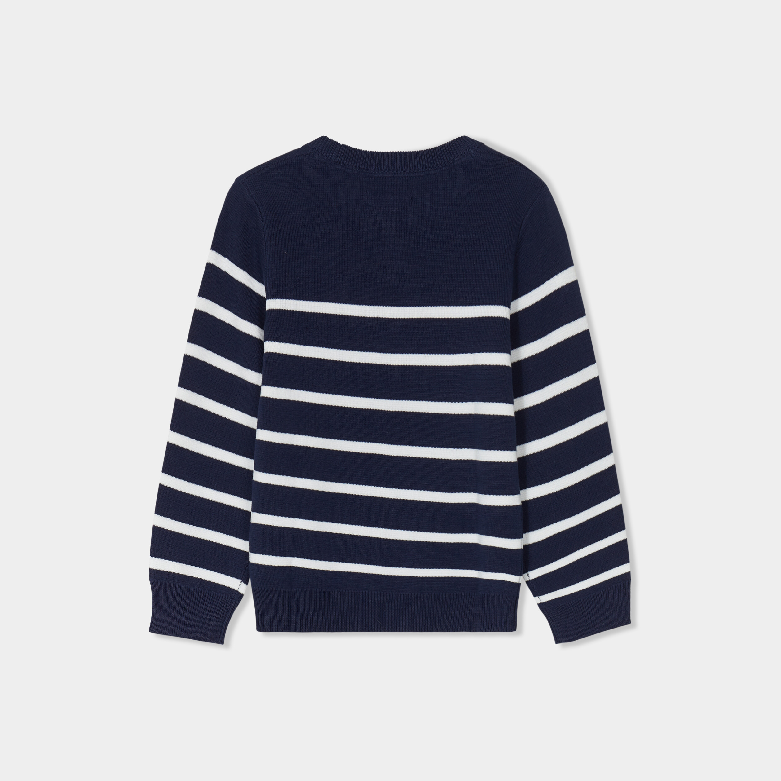 Pull col rond manches longues coton bleu marine gar&ccedil;on