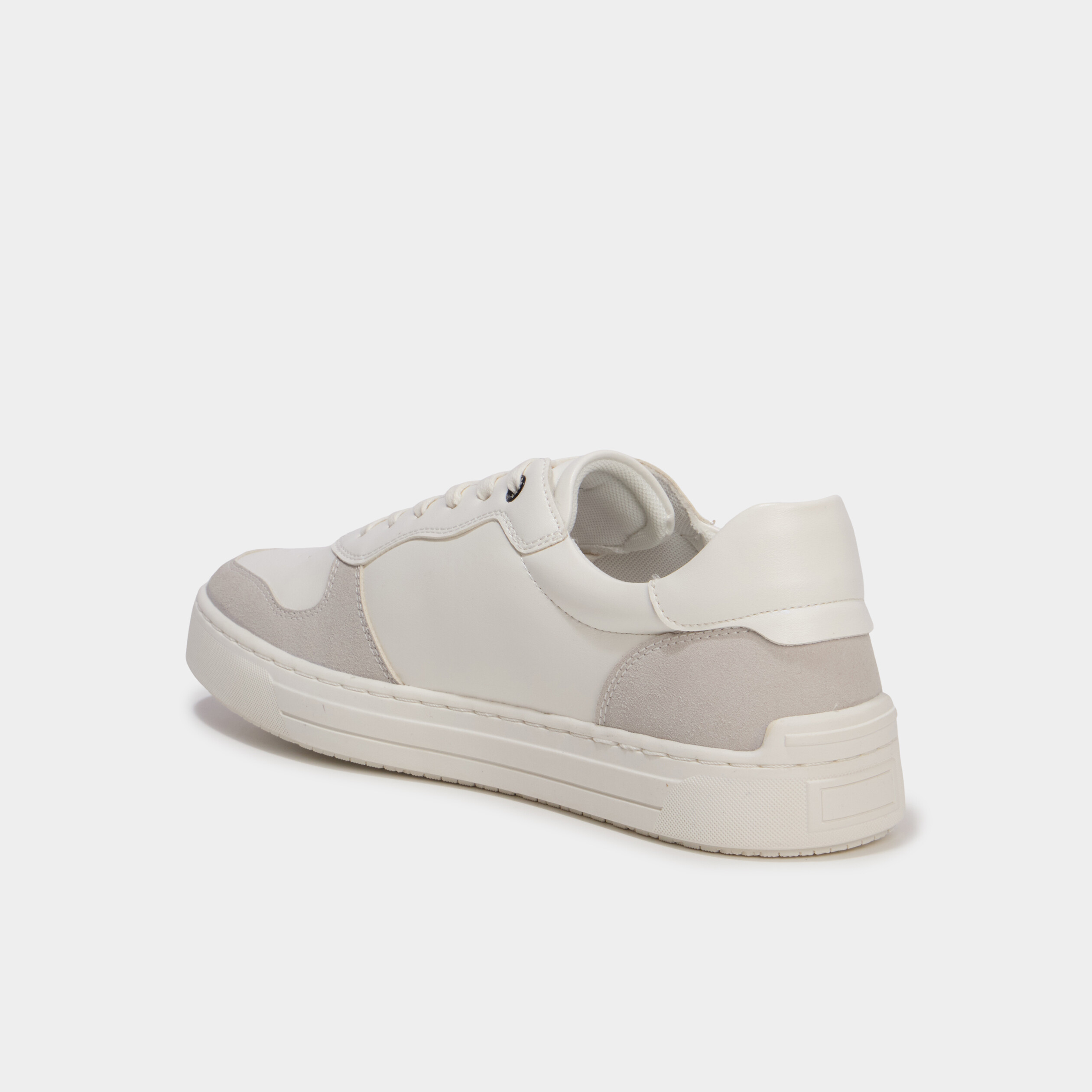 Baskets &agrave; lacets bi-mati&egrave;res blanc homme