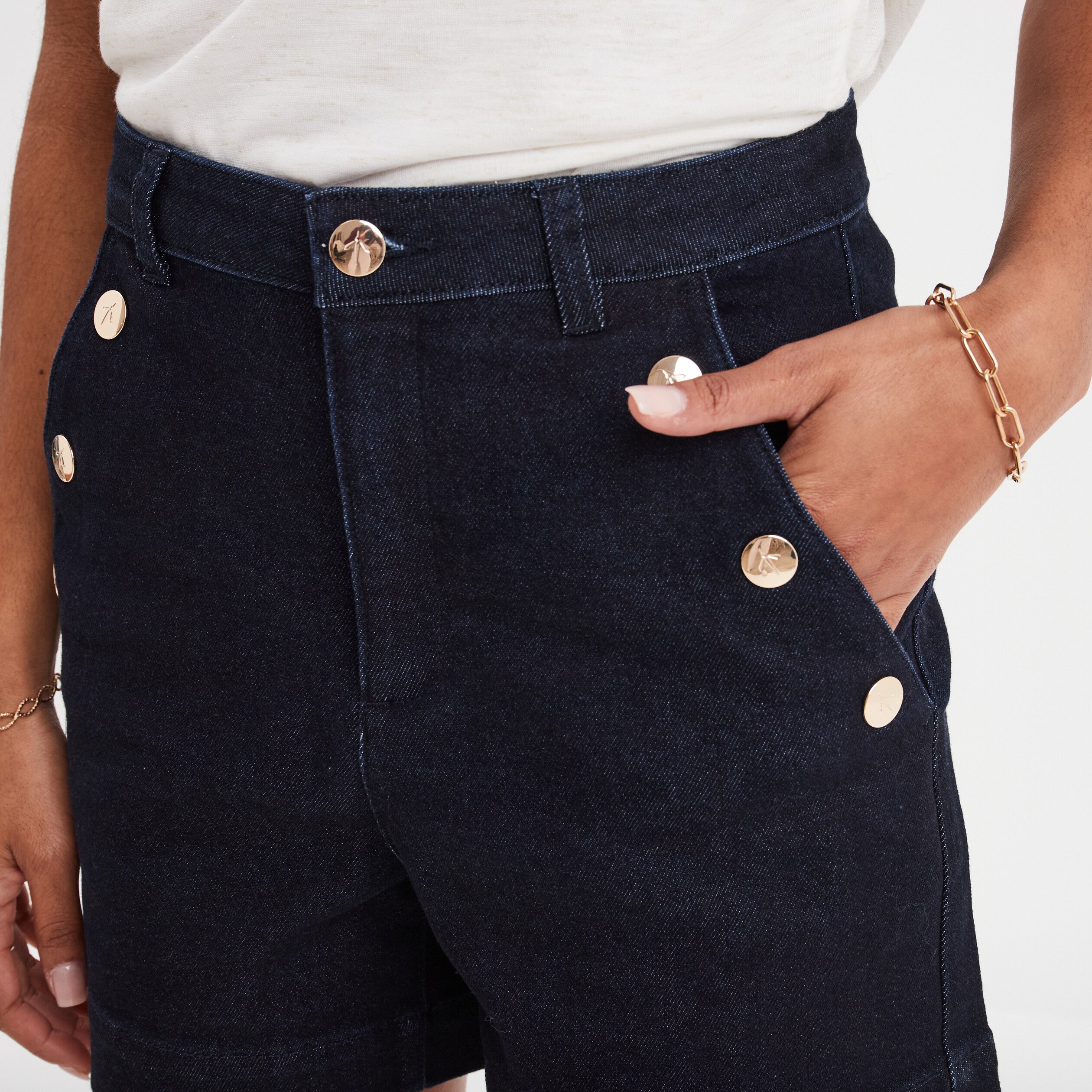 short en jean poches a pont denim brut femme Short en jean poches à pont denim brut femme