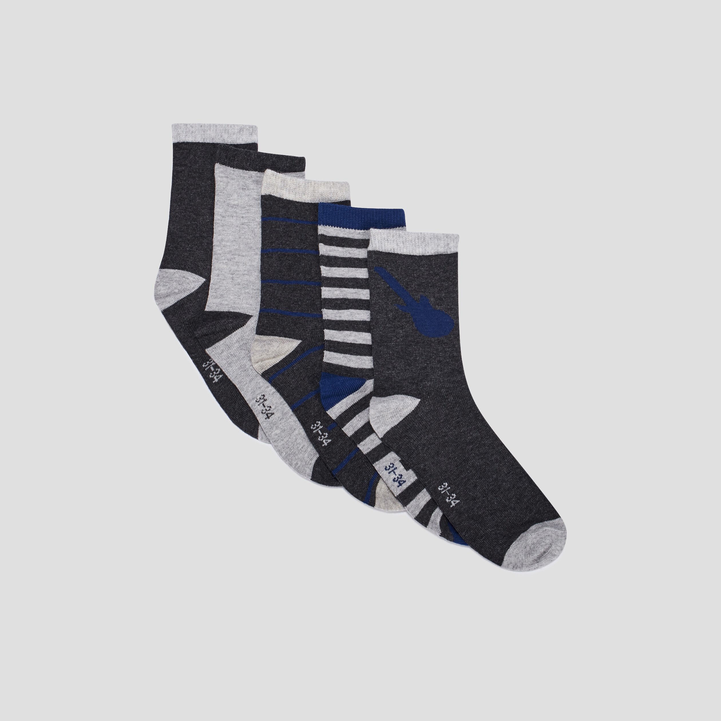 lot 5 paires de chaussettes gris garcon Lot 5 paires de chaussettes gris garçon