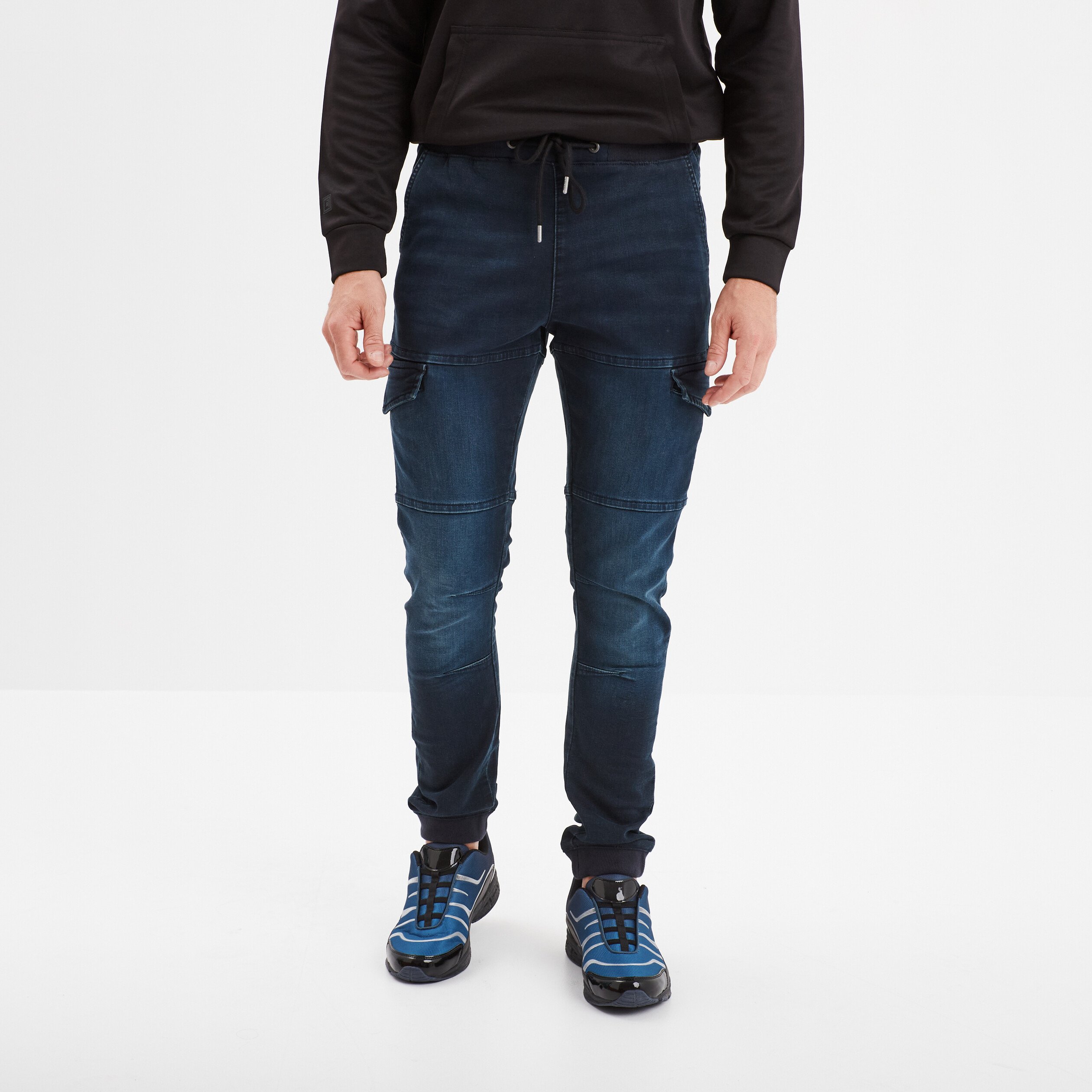 pantalon skinny stretch 2 poches cotes denim blue black homme Pantalon skinny stretch 2 poches côtés denim blue black homme