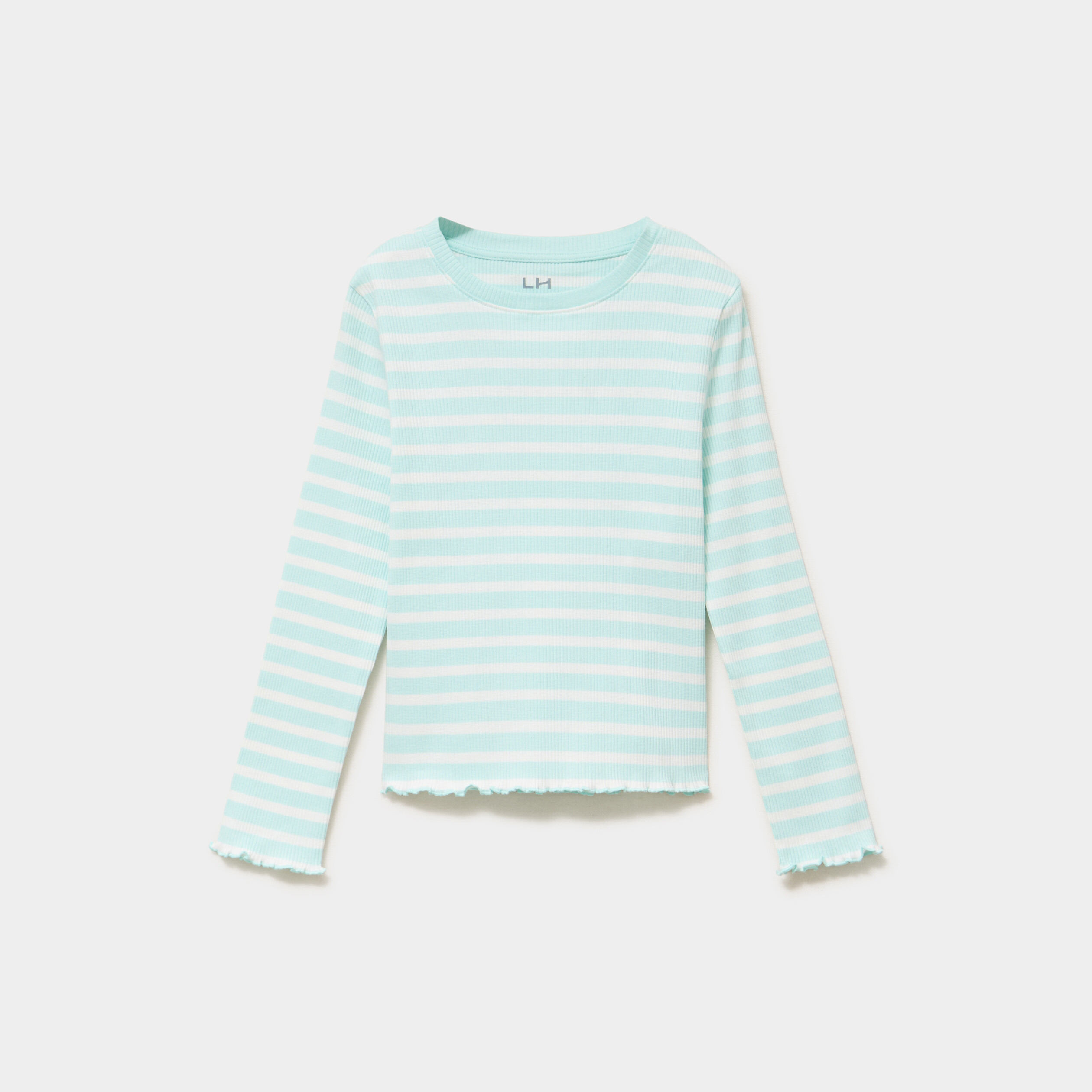 T-shirt c&ocirc;tel&eacute; ajust&eacute; manches longues vert pastel fille