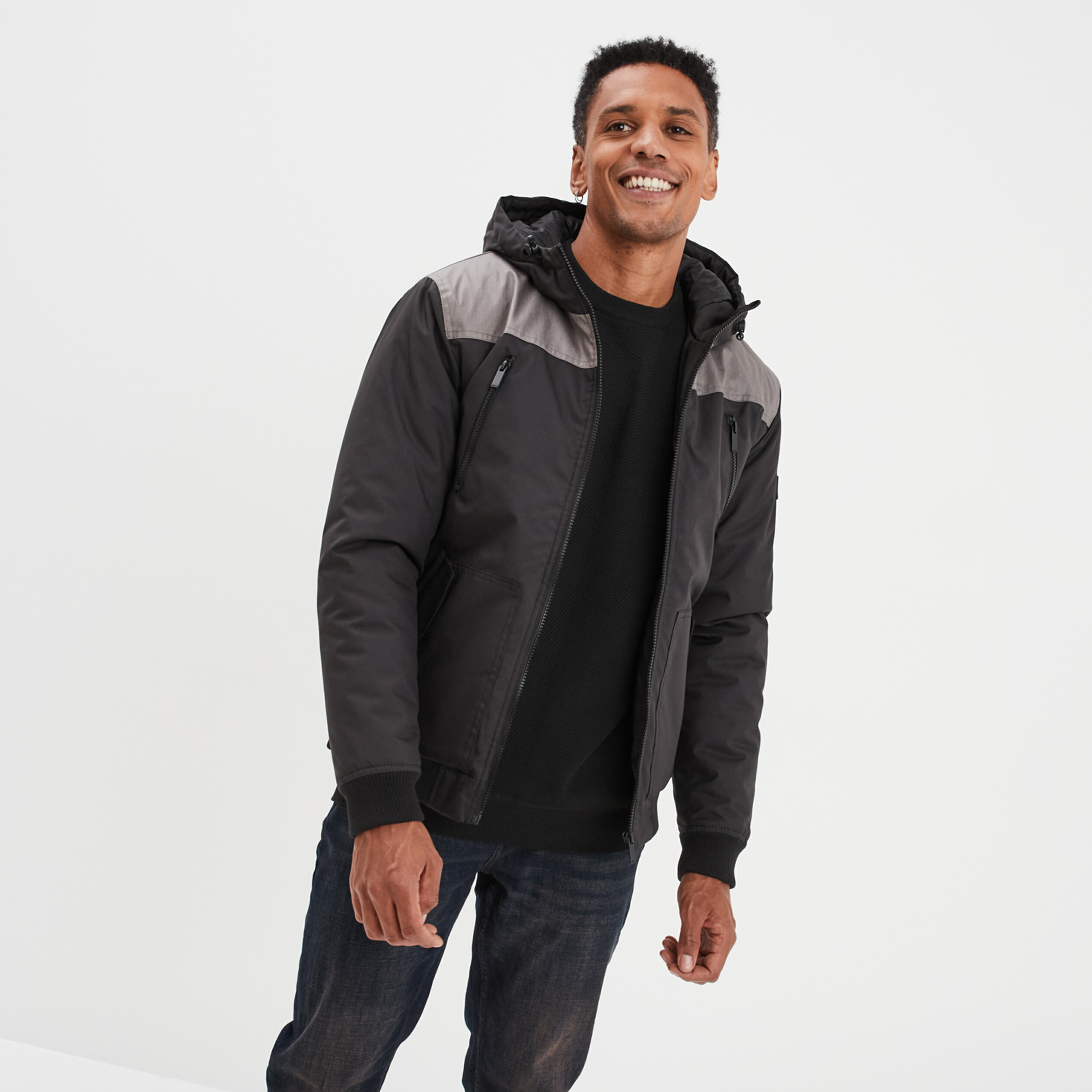 blouson deperlant zippe capuche liberto noir homme Blouson déperlant zippé capuche Liberto noir homme
