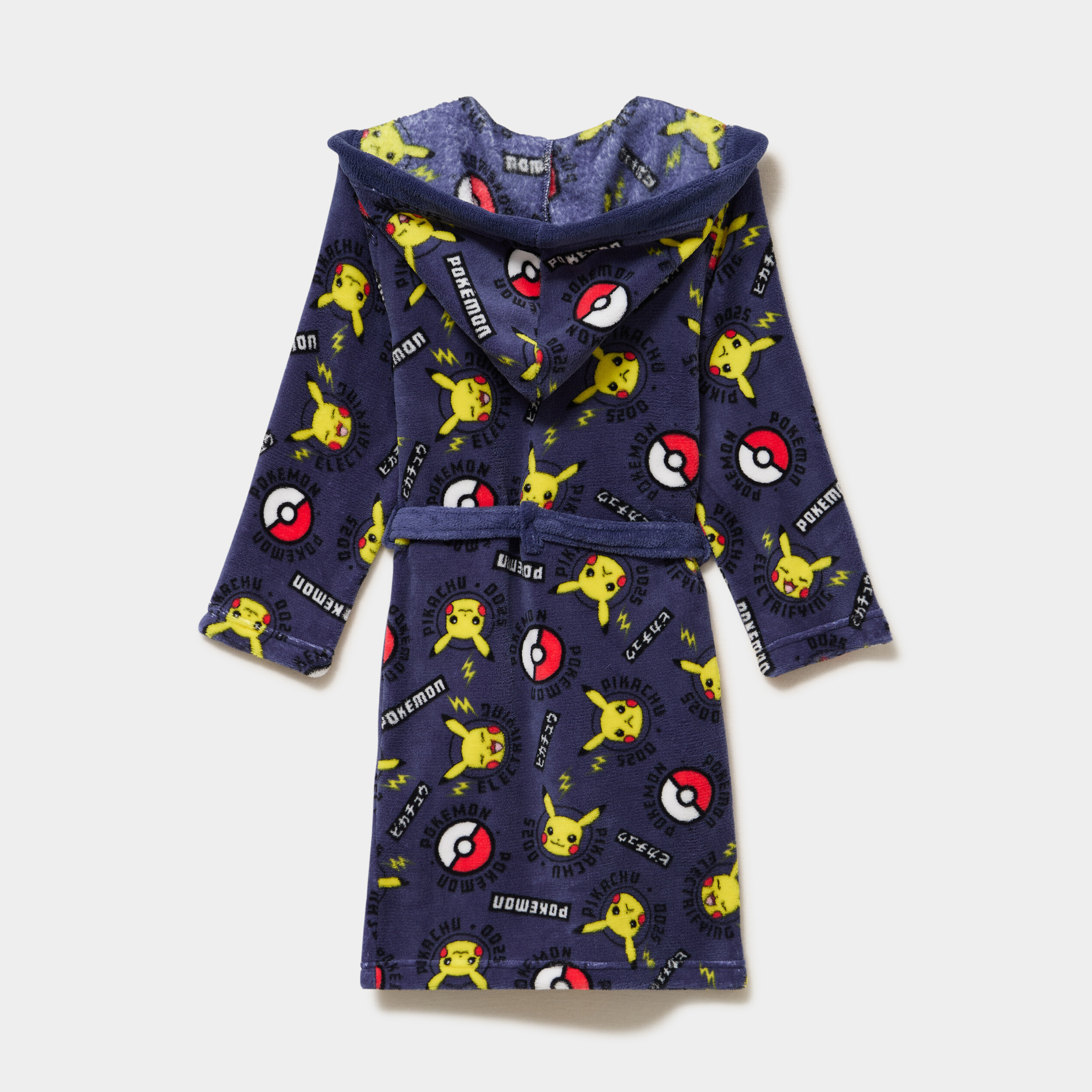 Peignoir effet velours &agrave; capuche bleu fonc&eacute; gar&ccedil;on