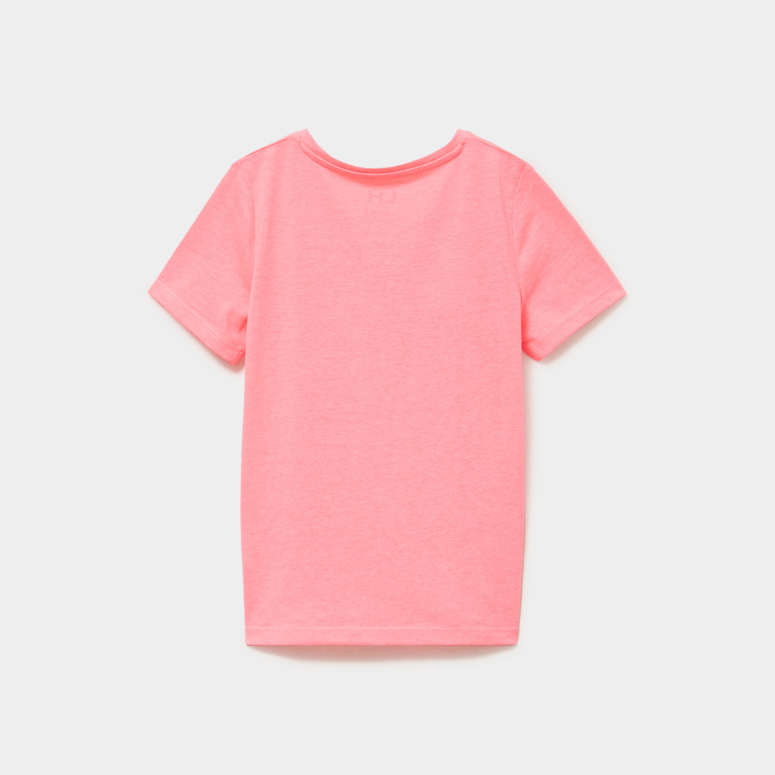 T-shirt col rond manches courtes rose fluo fille