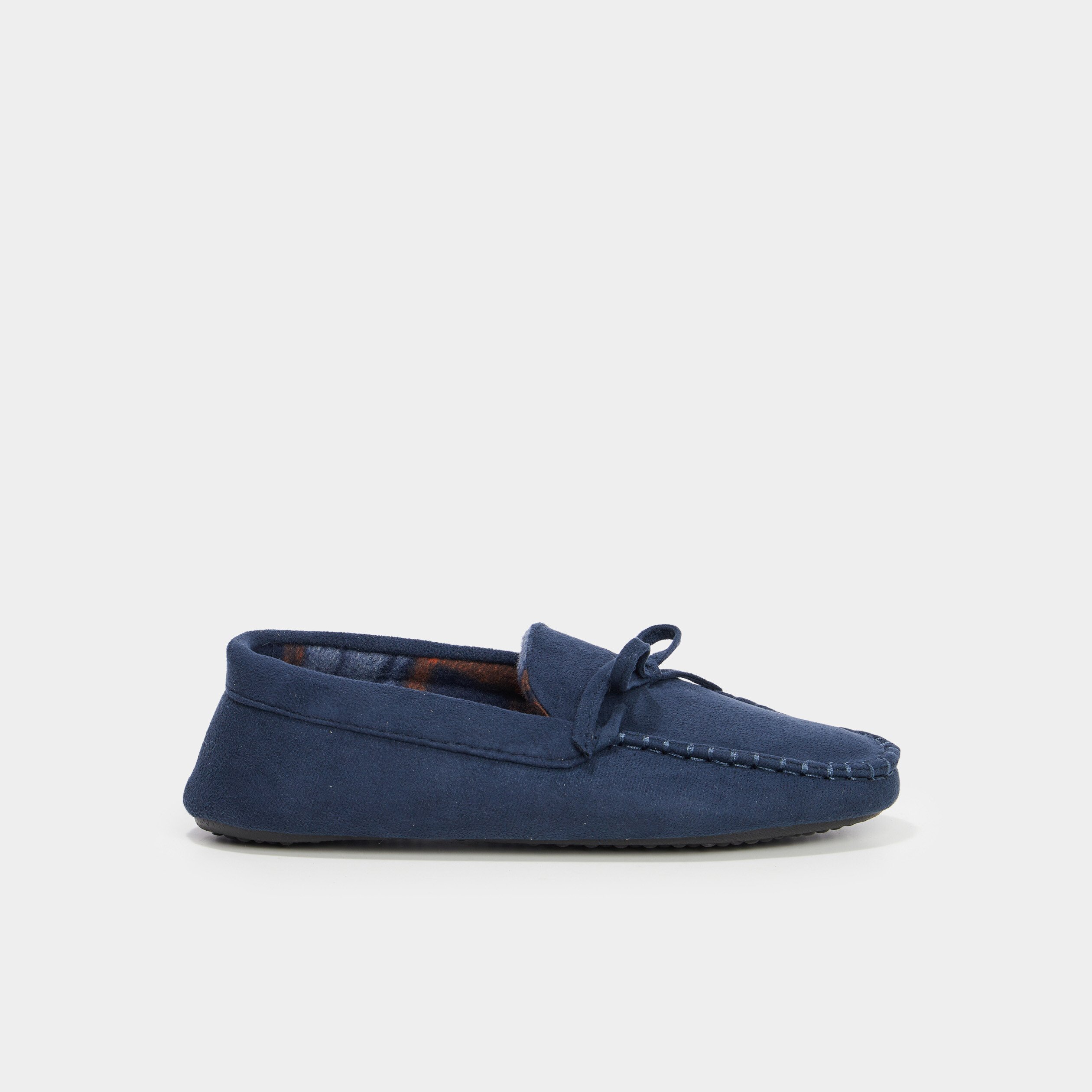chaussons mocassins aspect suedine bleu homme Chaussons mocassins aspect suédine bleu homme