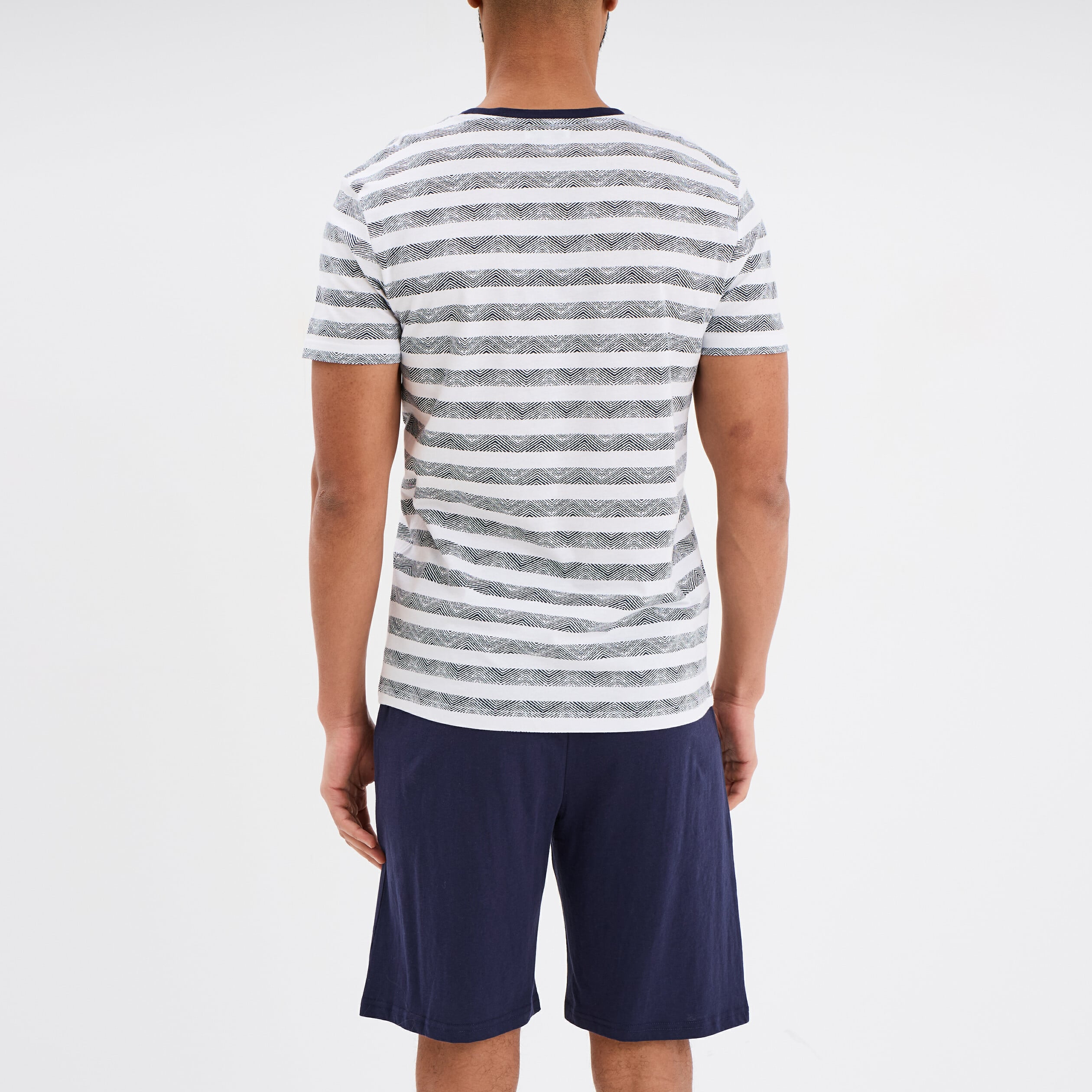 Ensemble pyjama short 2 pi&egrave;ces coton blanc homme