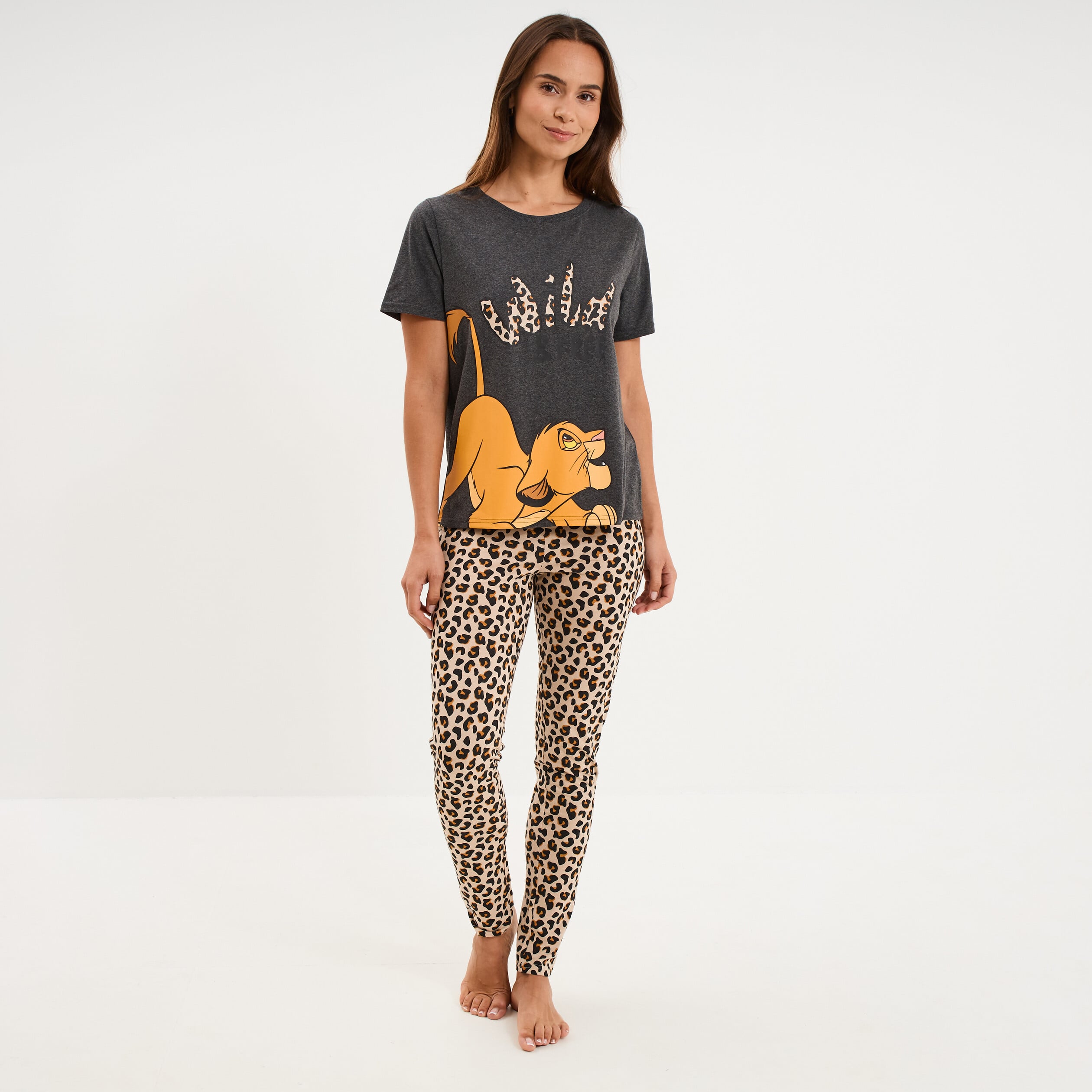 Ensemble pyjama legging Roi Lion Simba gris fonc&eacute; femme