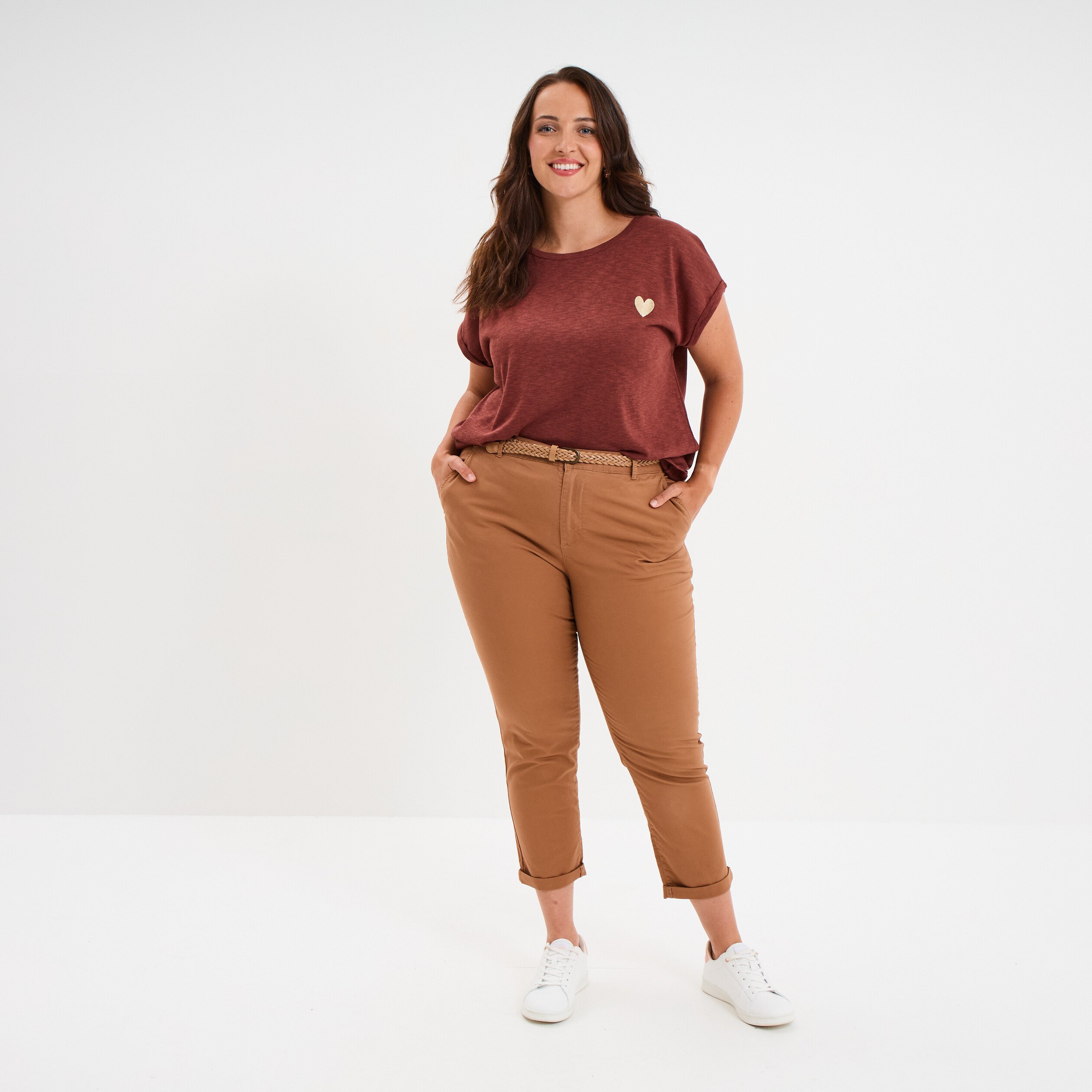t shirt manches courtes marron femmegt T-shirt manches courtes marron femme grande taille