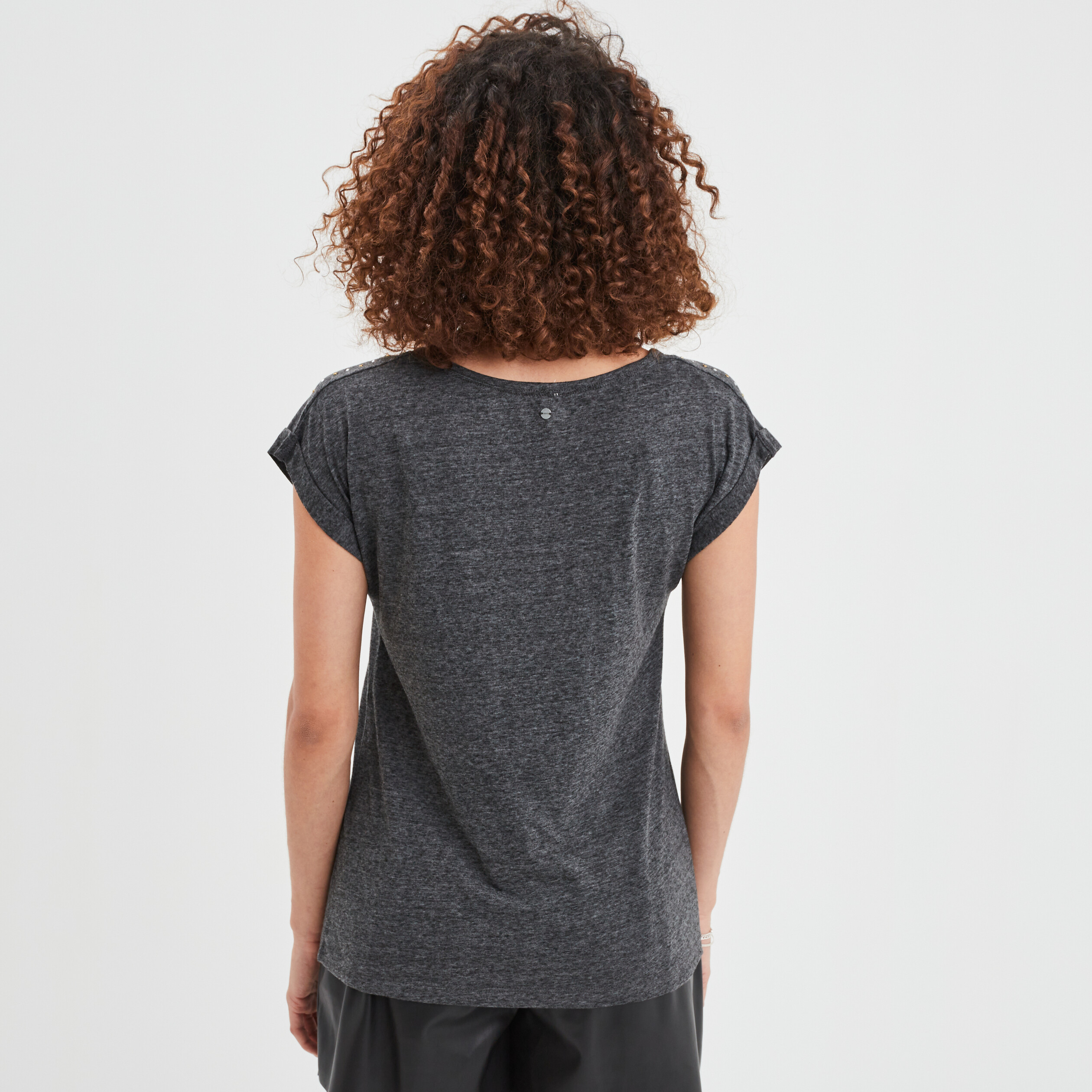 T-shirt avec clous oversize Liberto gris foncé femme