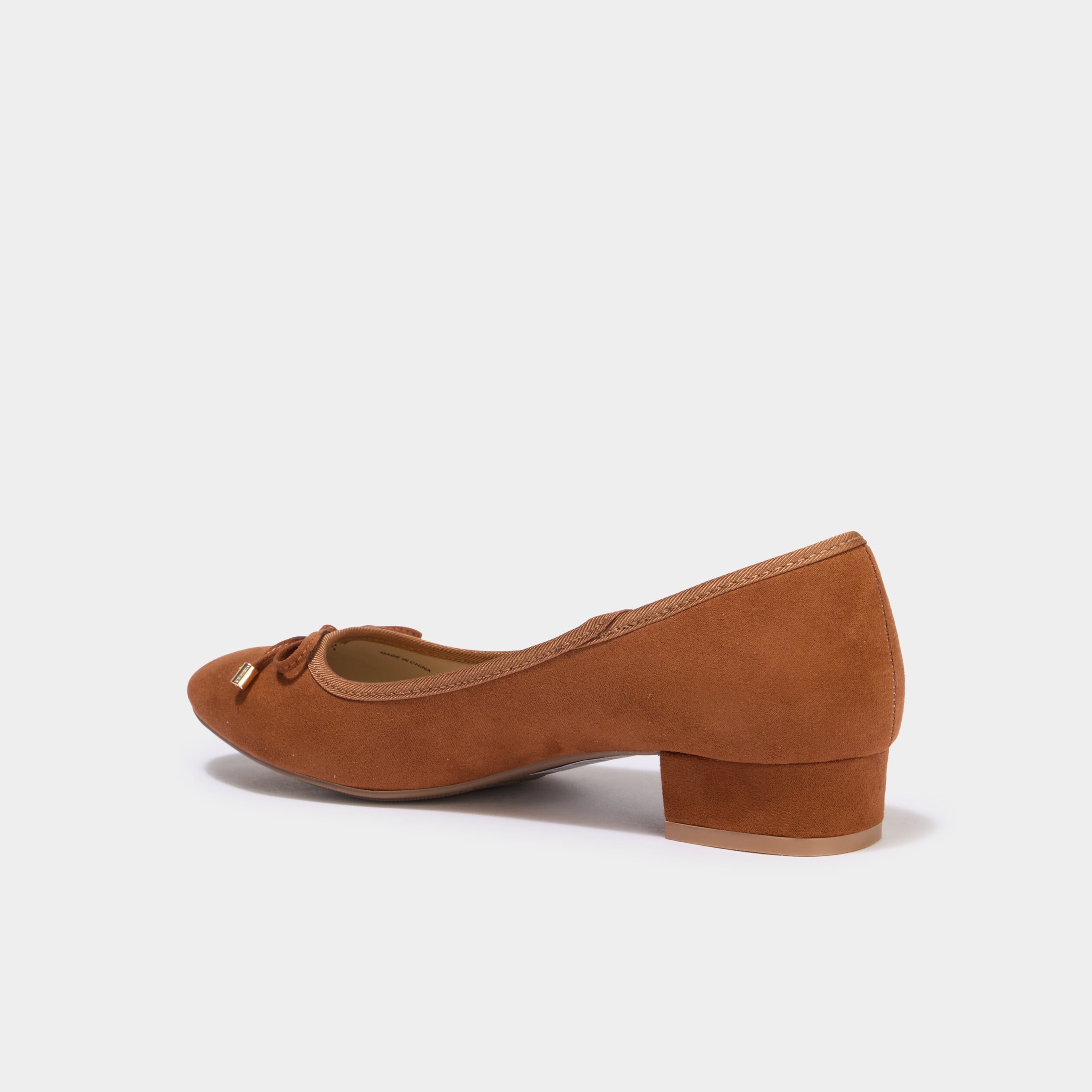 Ballerines su&eacute;dine &agrave; talons carr&eacute;s marron femme