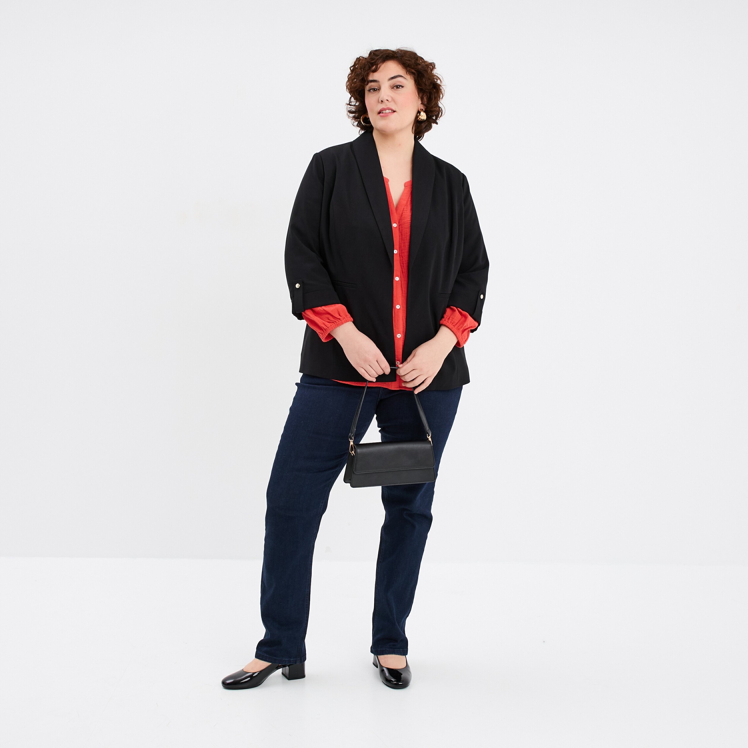blouse manches longues gaze de coton rouge femmegt Blouse manches longues gaze de coton rouge femme grande taille