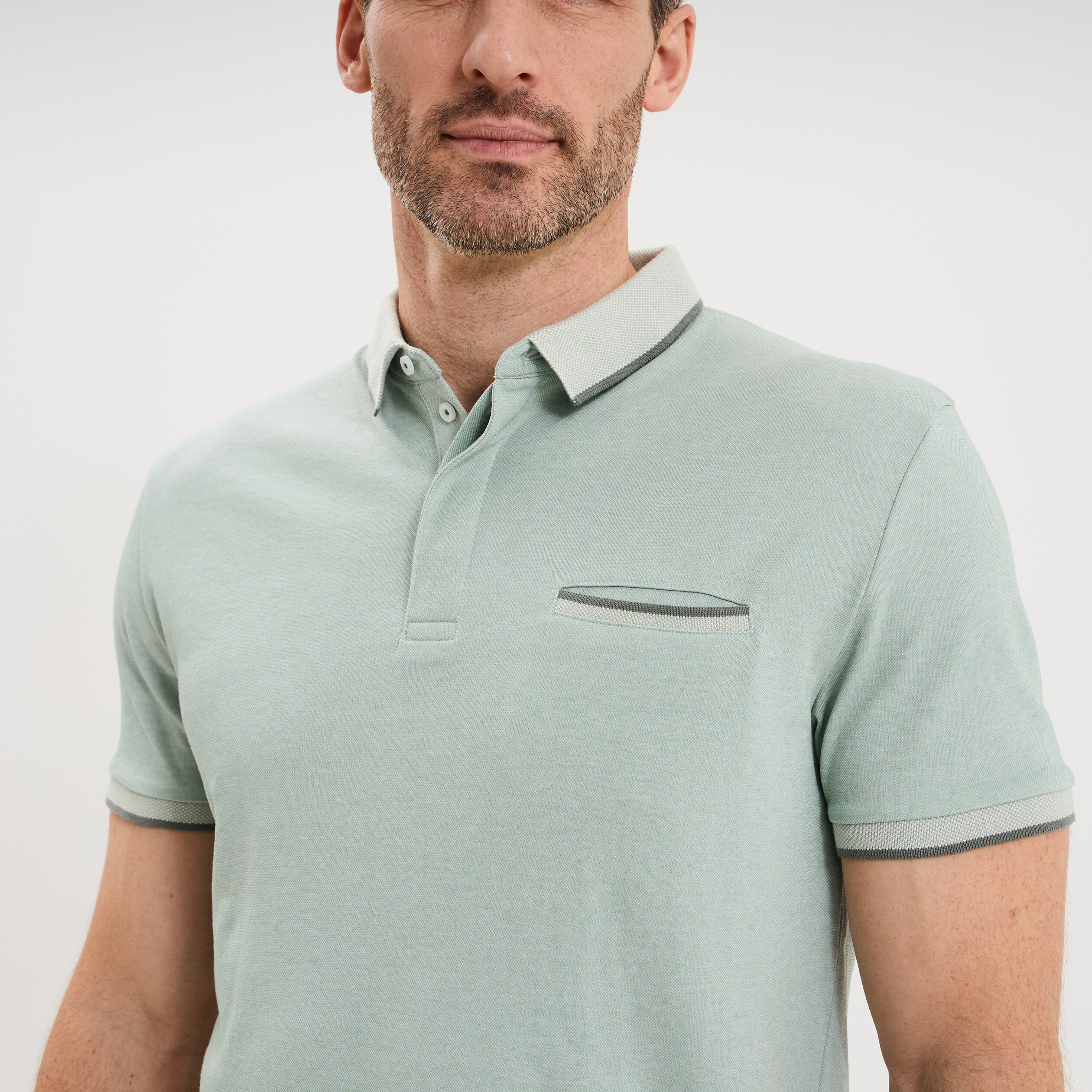 Polo manches courtes coupe droite vert pastel homme