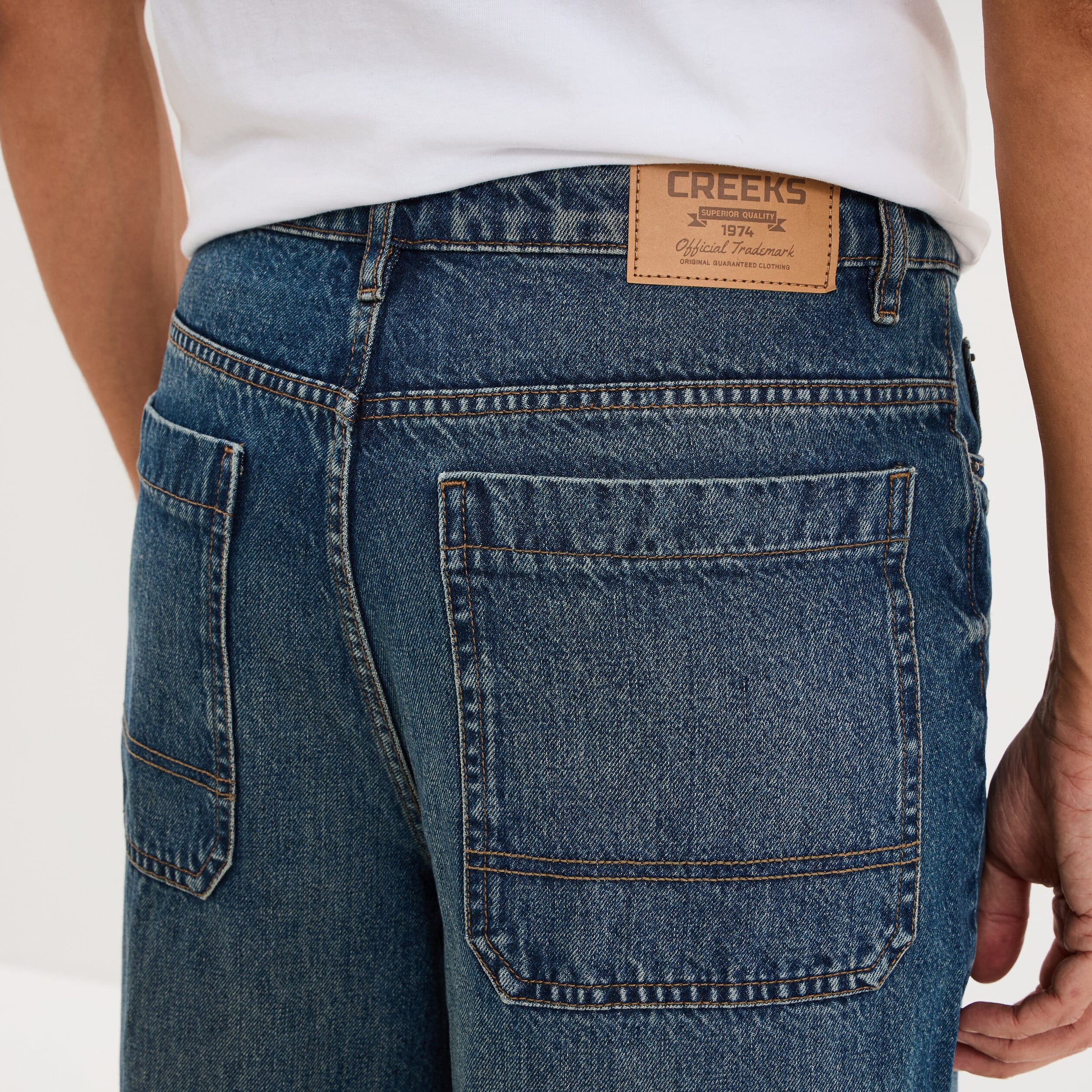 Jeans baggy 5 poches coton denim stone homme