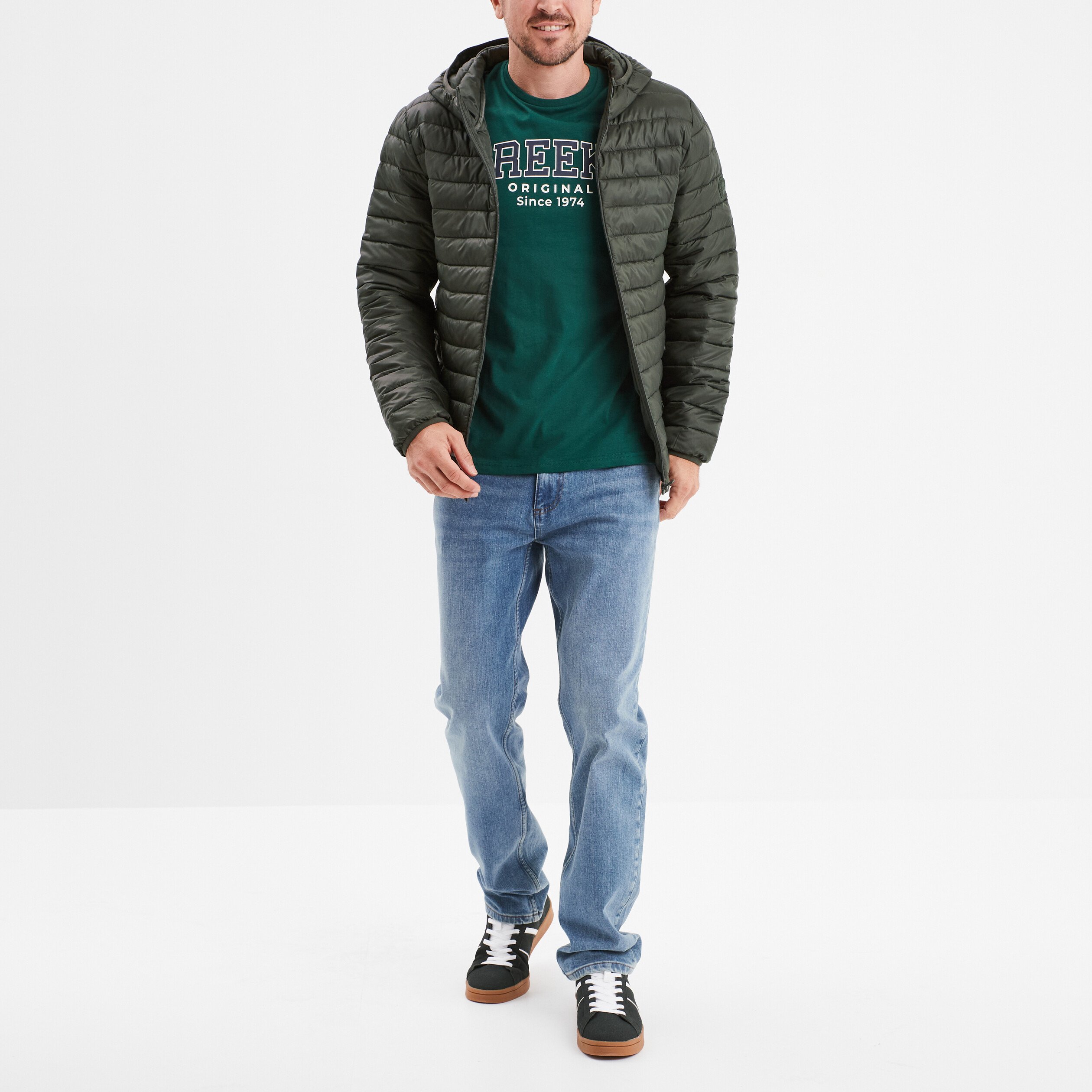 t shirt a manches courtes coton creeks vert fonce homme T-shirt à manches courtes coton Creeks vert foncé homme