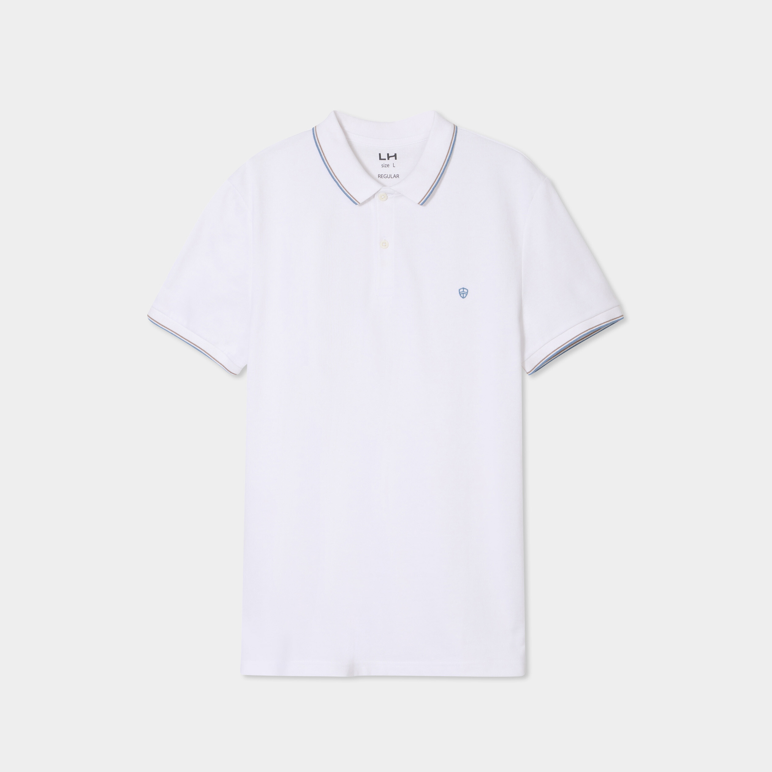 Polo piqu&eacute; coton manches courtes blanc homme