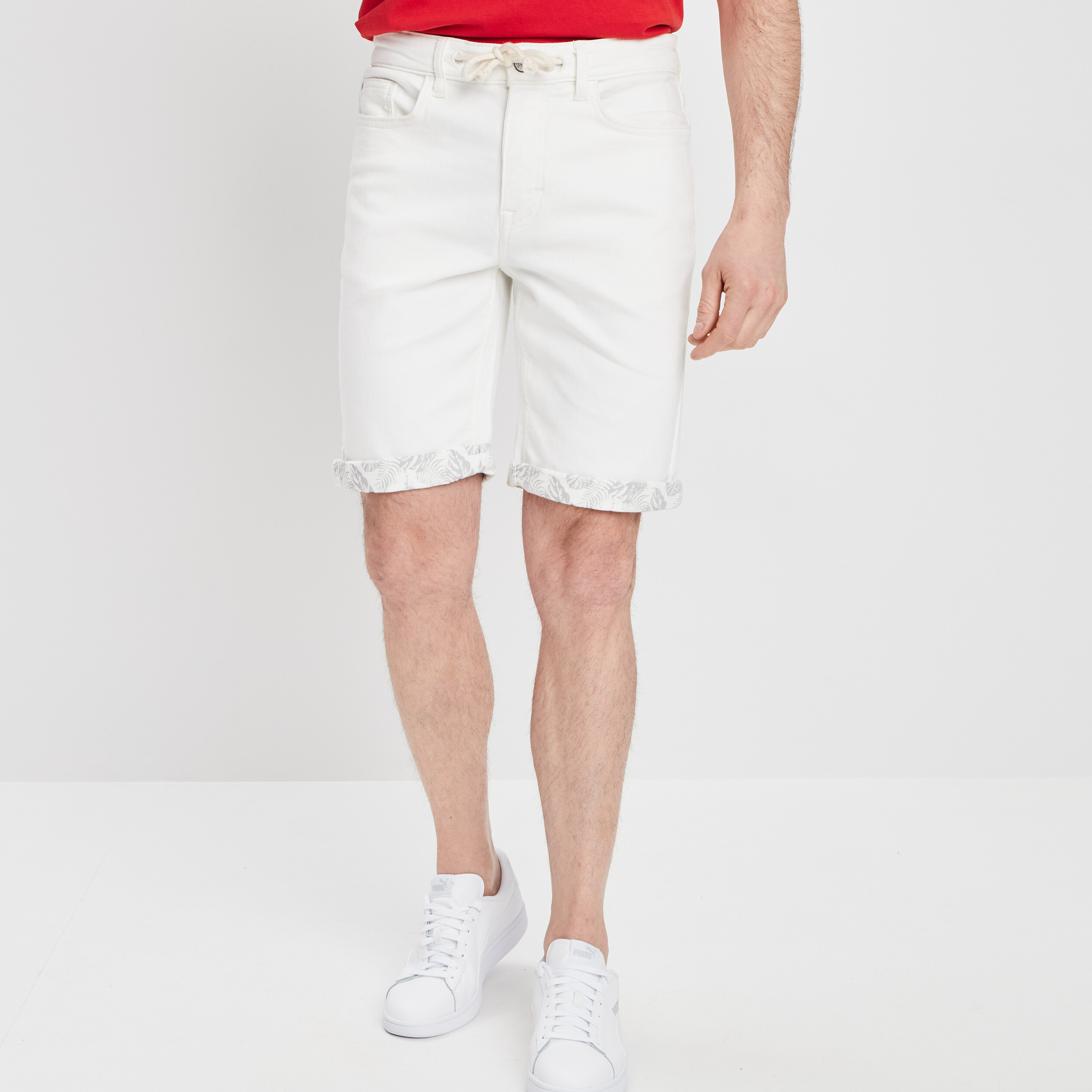 Bermuda straight en jean ivoire homme