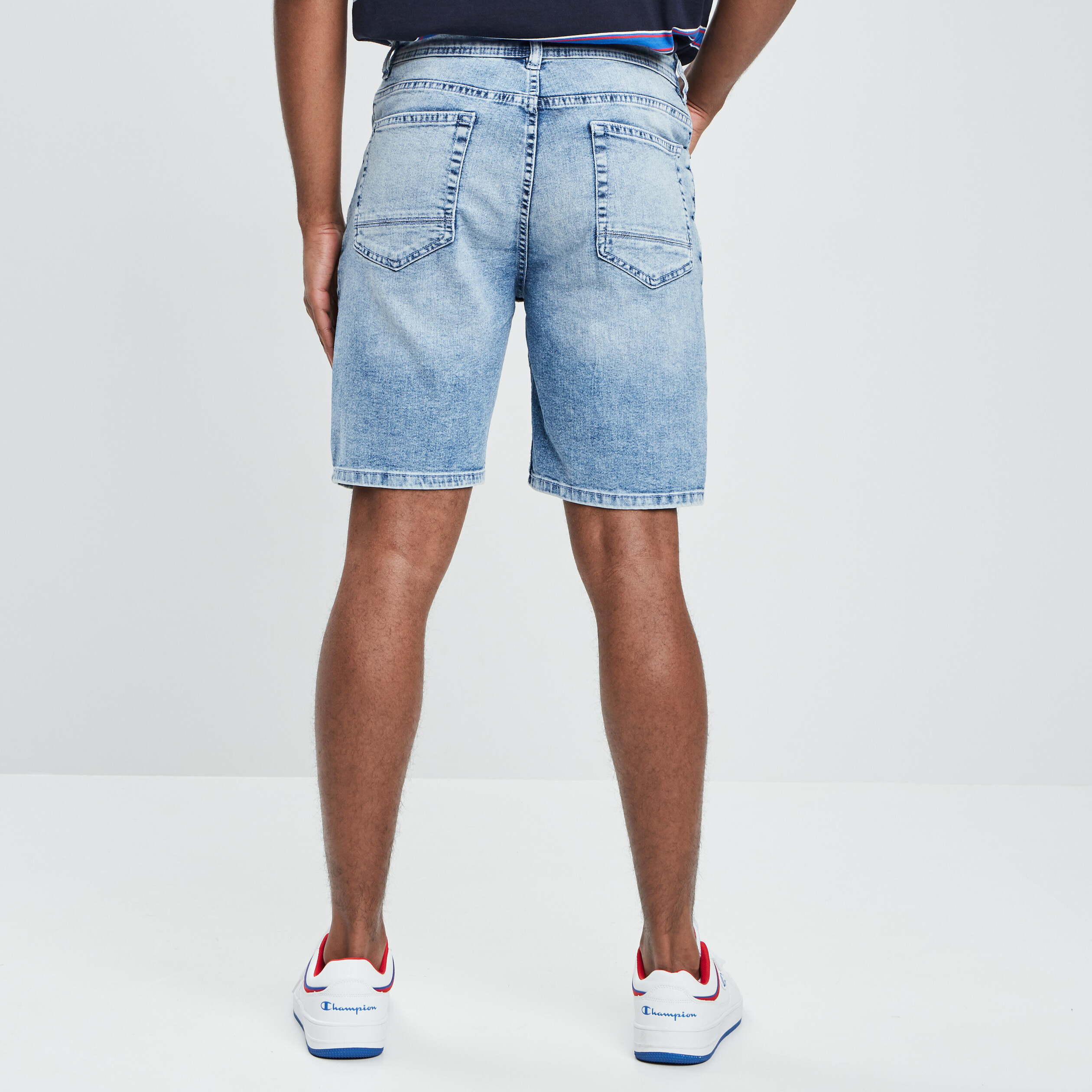 Bermuda regular denim bleach homme