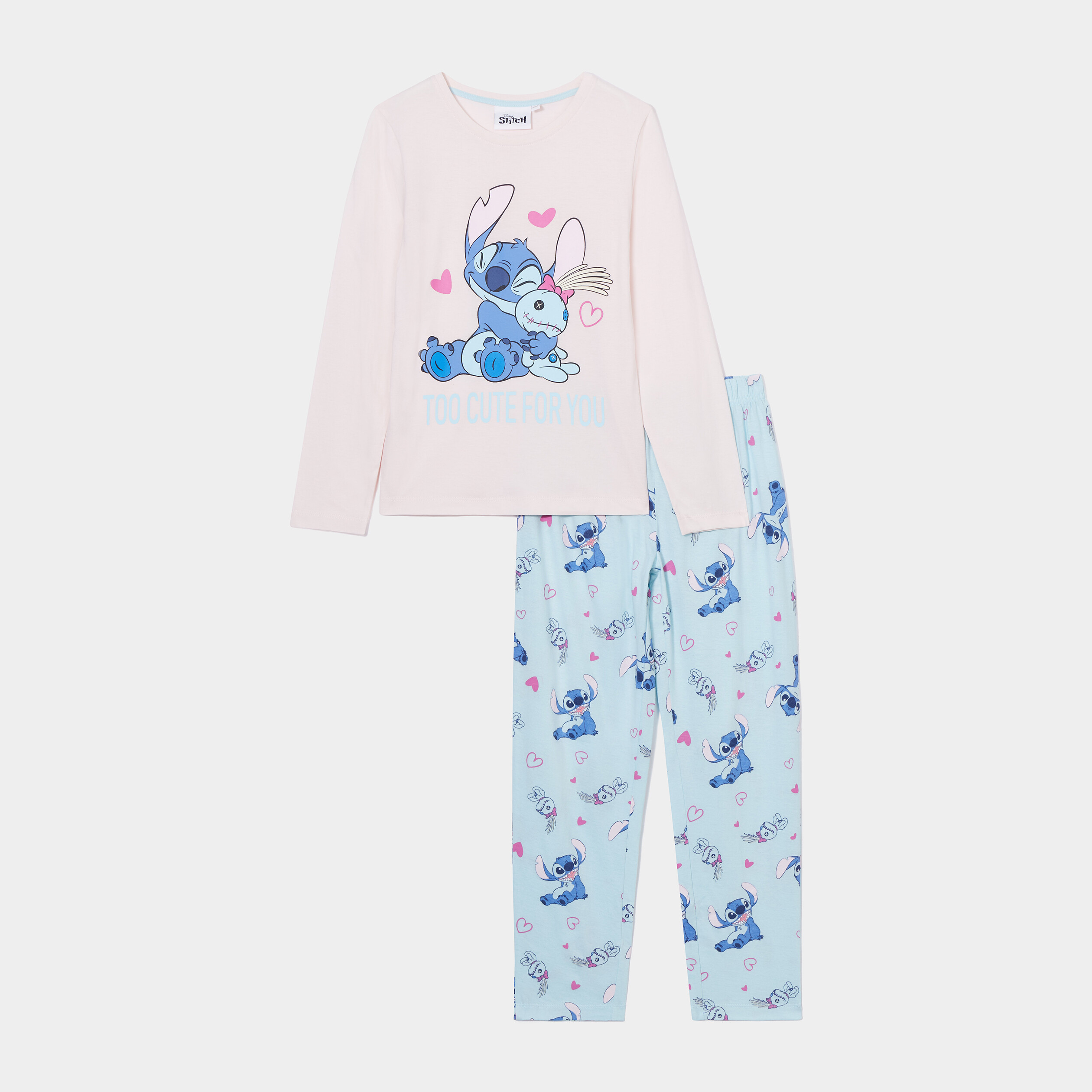 ensemble pyjama pantalon stitch bleu fille Ensemble pyjama pantalon Stitch bleu fille