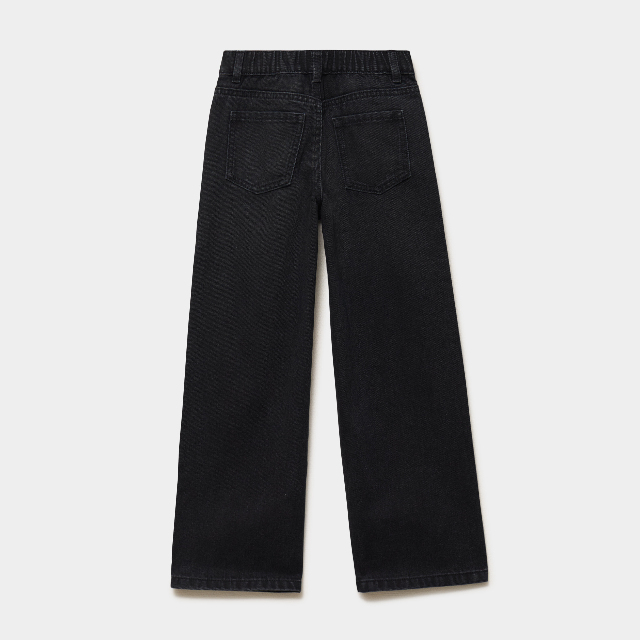 Jean large clous coeur coton noir fille