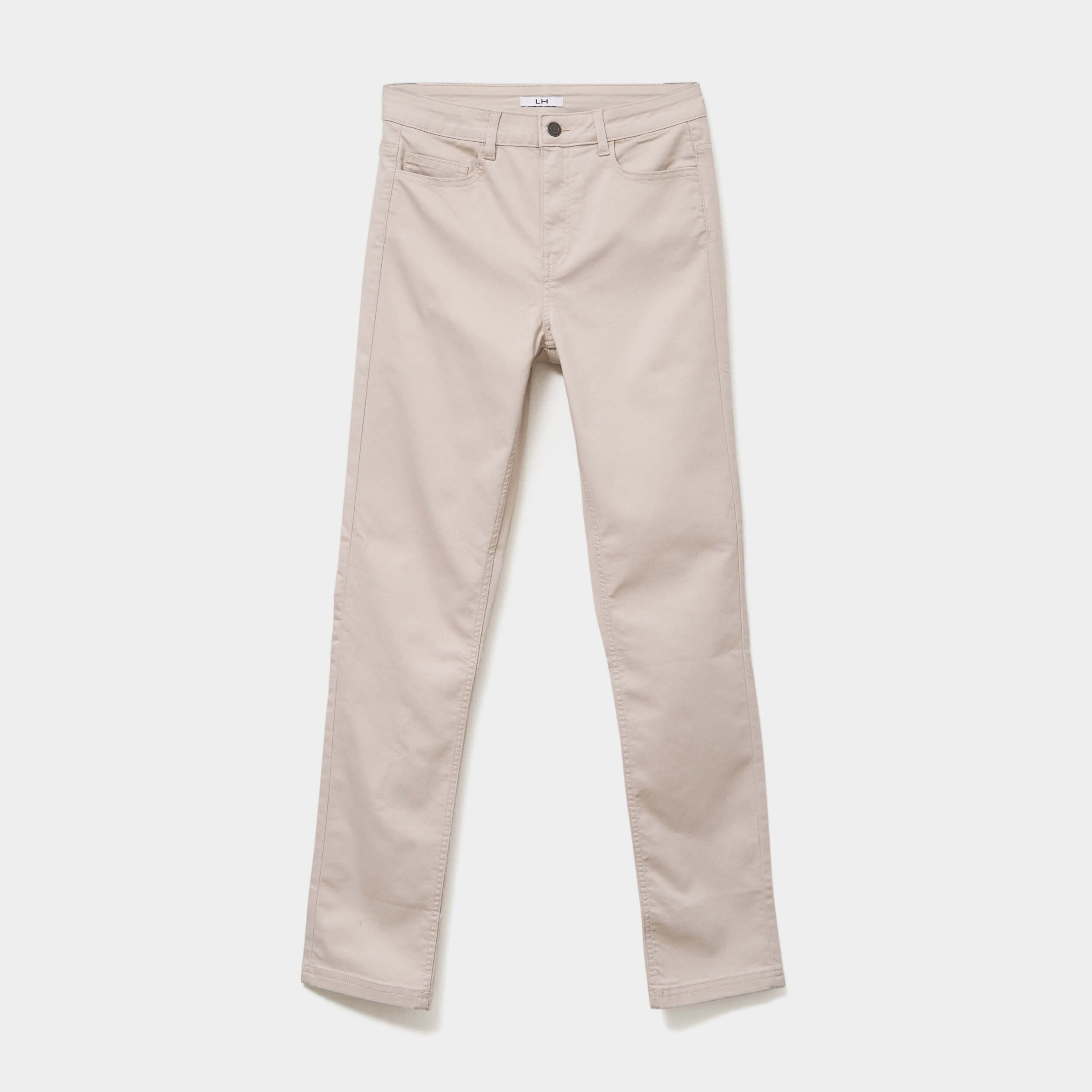 pantalon slim en coton elasthanne beige femme Pantalon slim en coton elasthanne beige femme