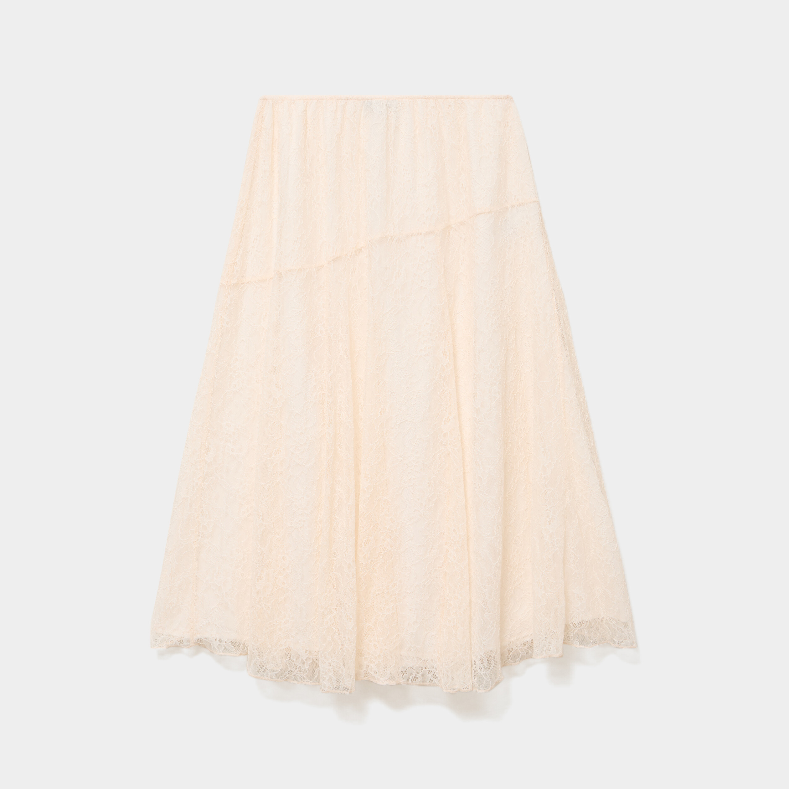 Jupe longue en dentelle ivoire femme