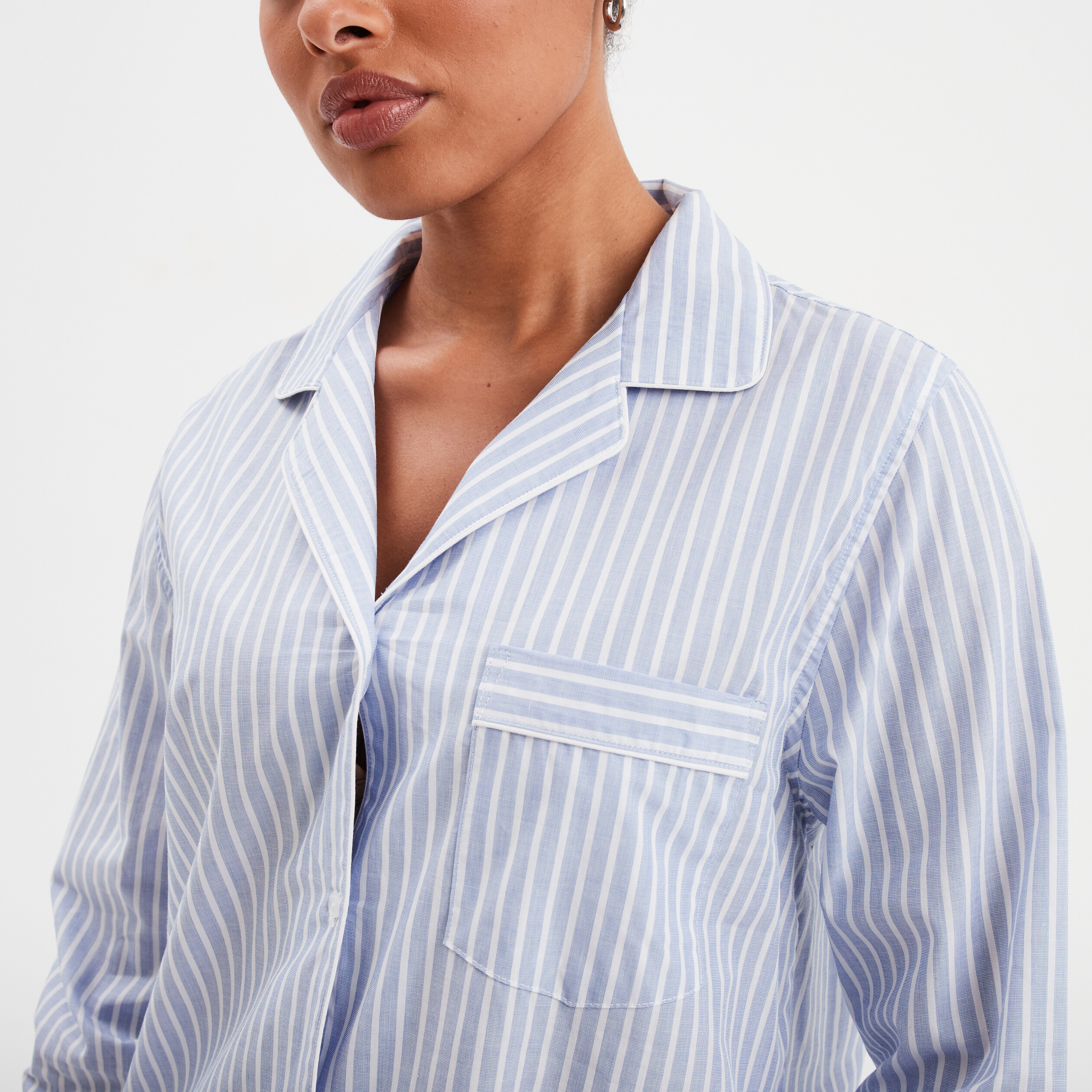 Ensemble pyjama pantalon chemise coton ecru femme