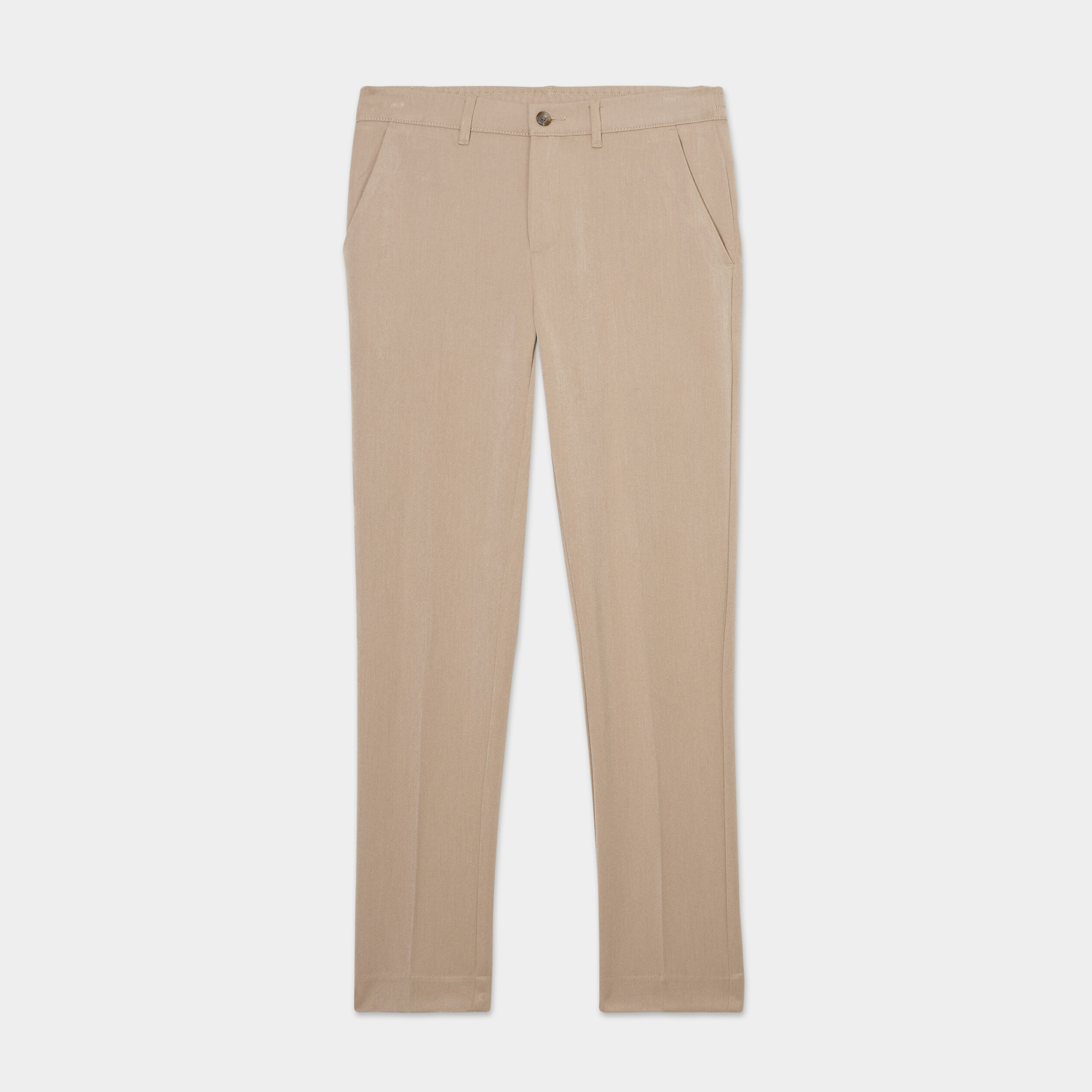 pantalon chino slim taille elastiquee beige homme Pantalon chino slim taille élastiquée beige homme