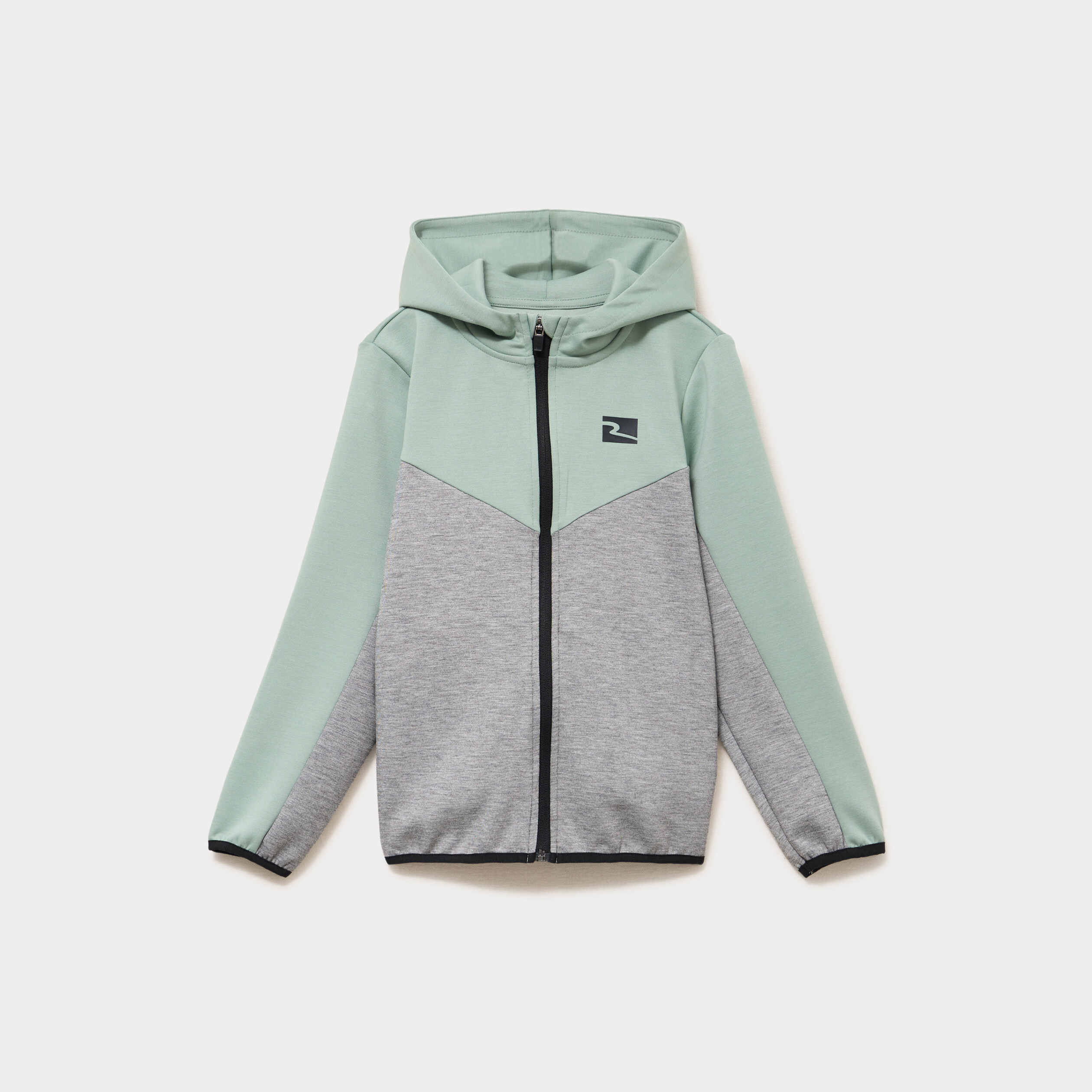Sweat zipp&eacute; &agrave; capuche vert pastel gar&ccedil;on