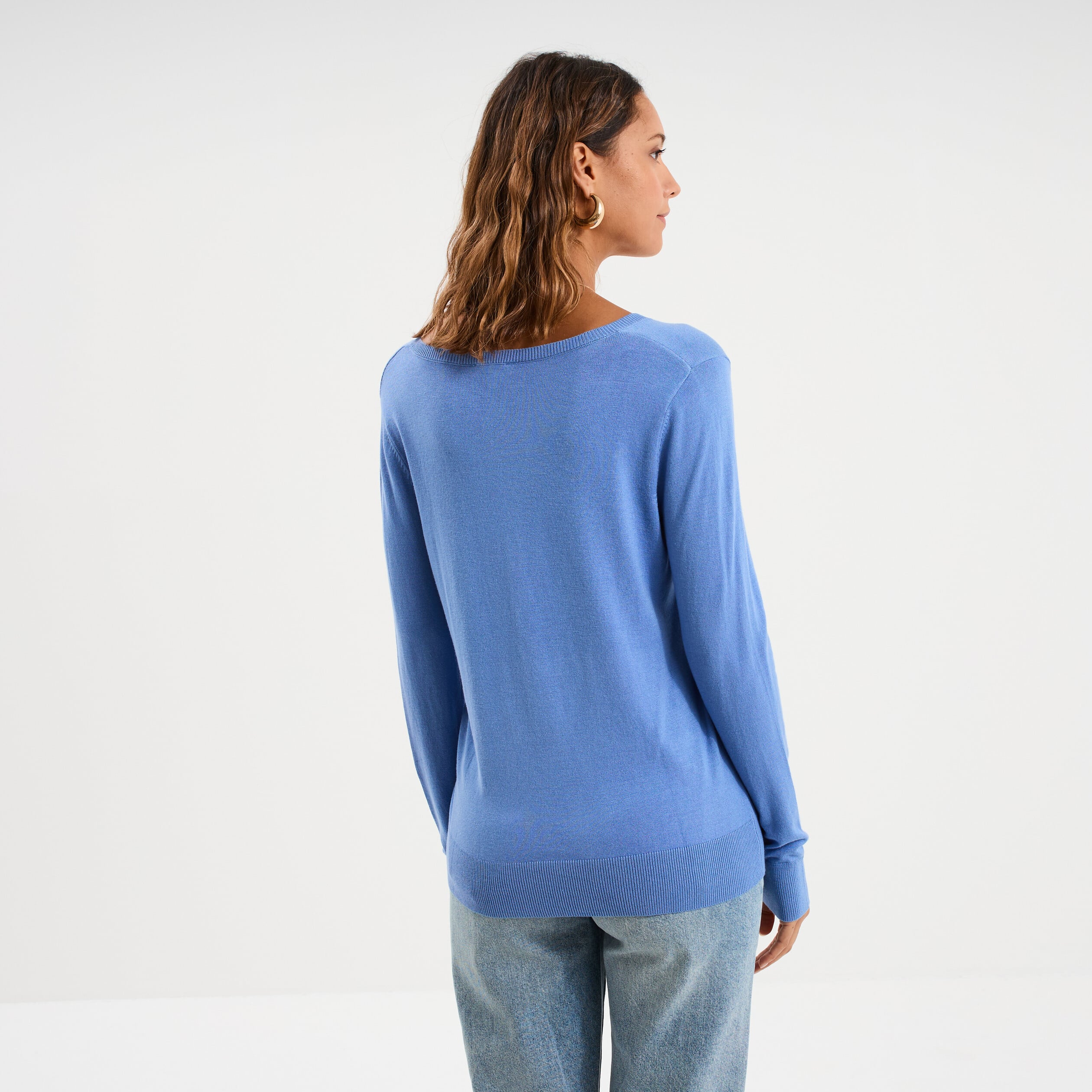 Sweat-Shirt Femme Col En V Ample Pull-Over Manches Longues Coupe Classique Automne Hiver - Confort Et Style Décontracté