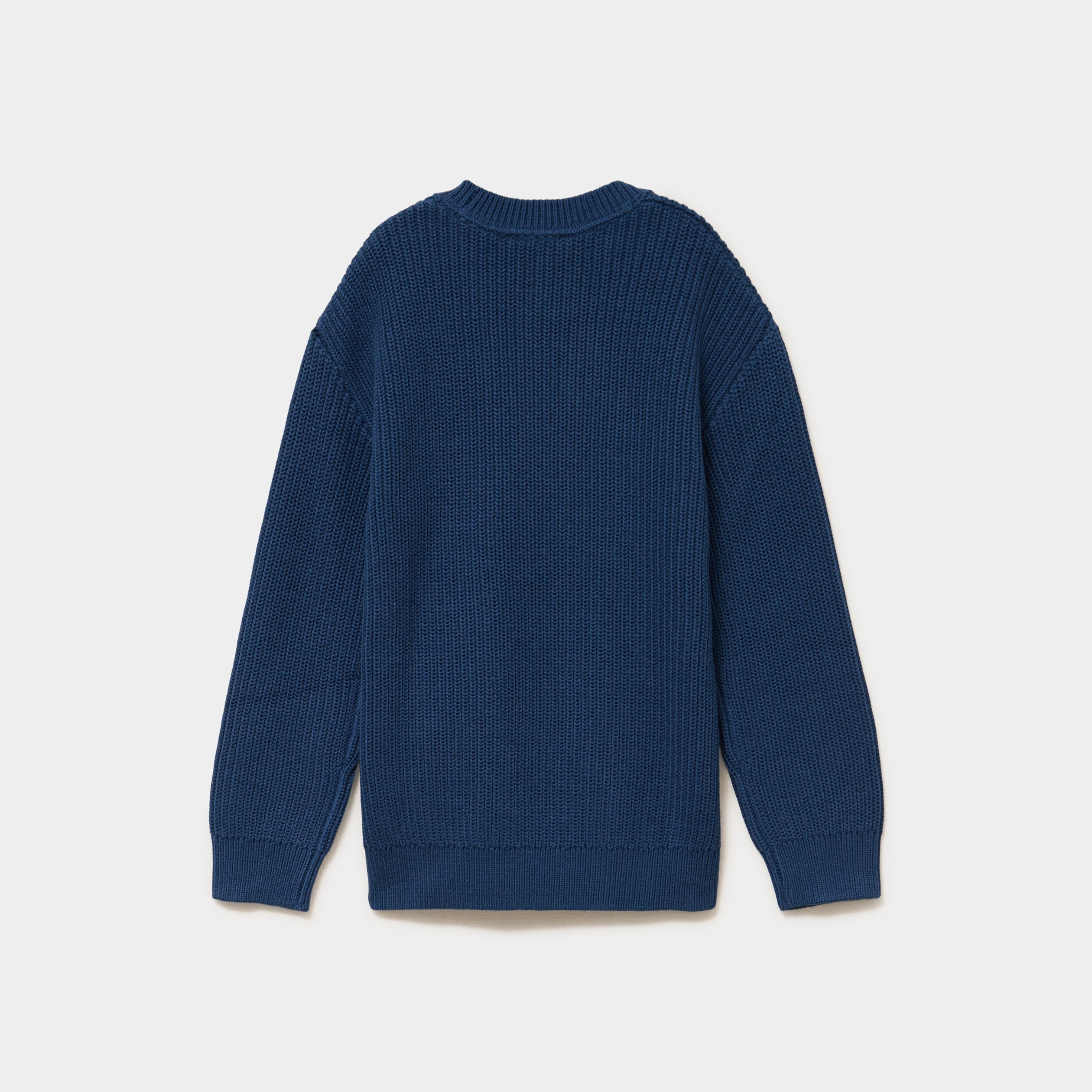 Pull col rond manches longues coton bleu fonc&eacute; gar&ccedil;on