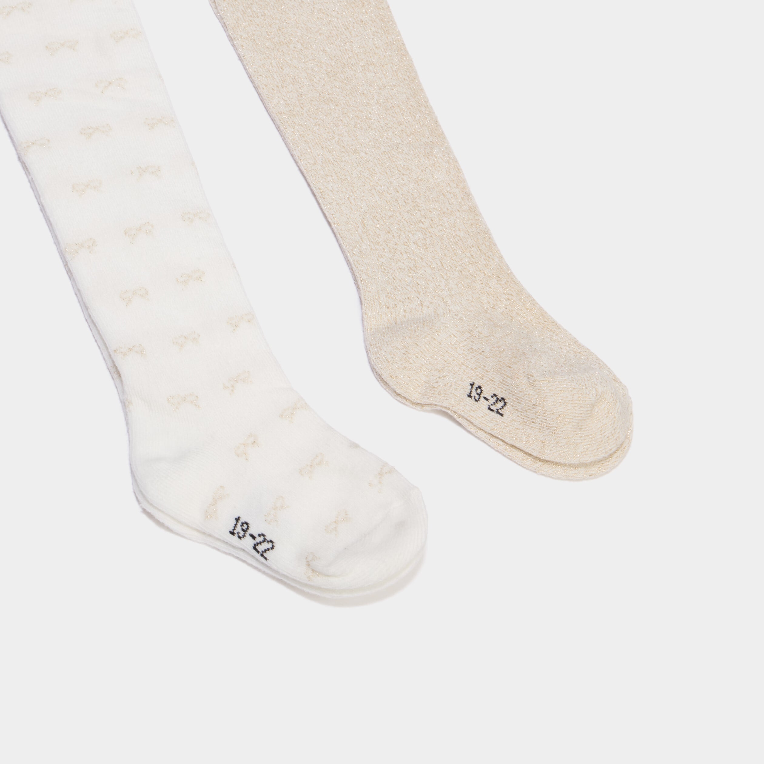 Lot 2 collants opaques m&eacute;lange coton ivoire b&eacute;b&eacute; fille