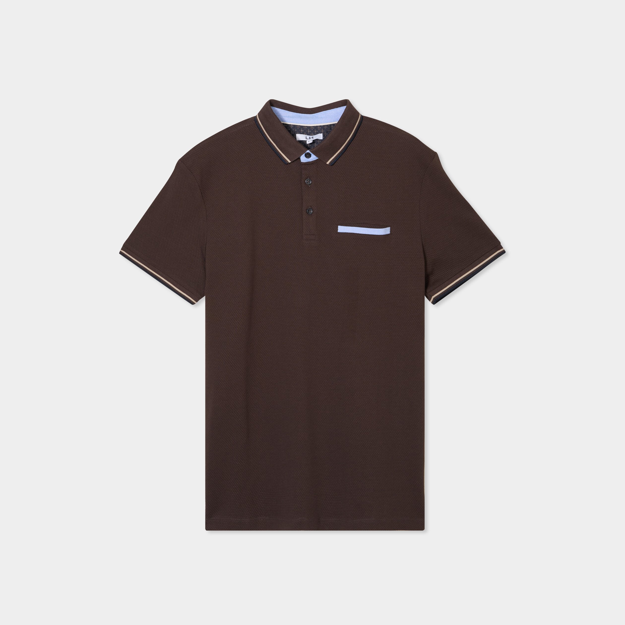 polo manches courtes 1 poche coton marron fonce homme Polo manches courtes 1 poche coton marron foncé homme