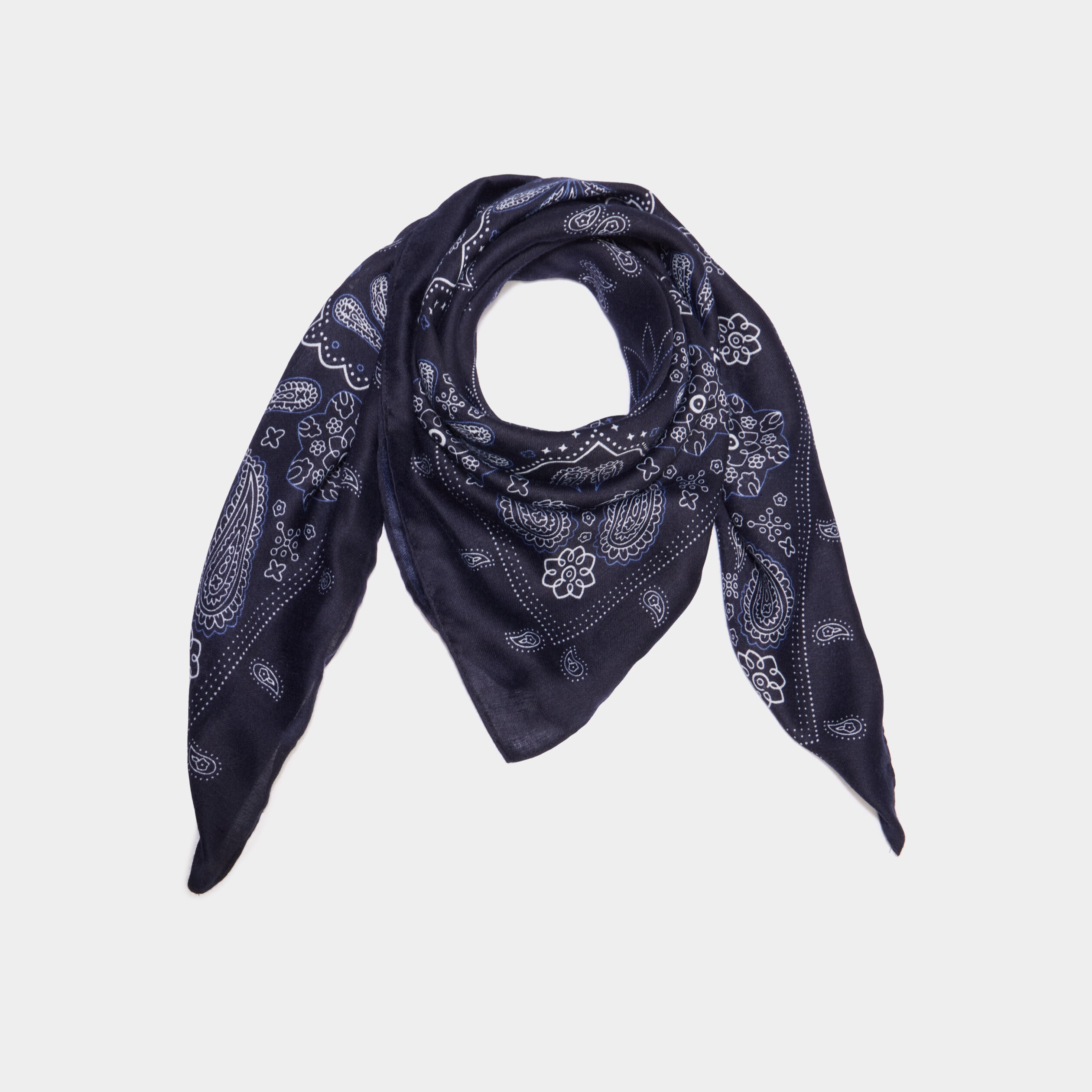 Foulard carr&eacute; bleu marine femme