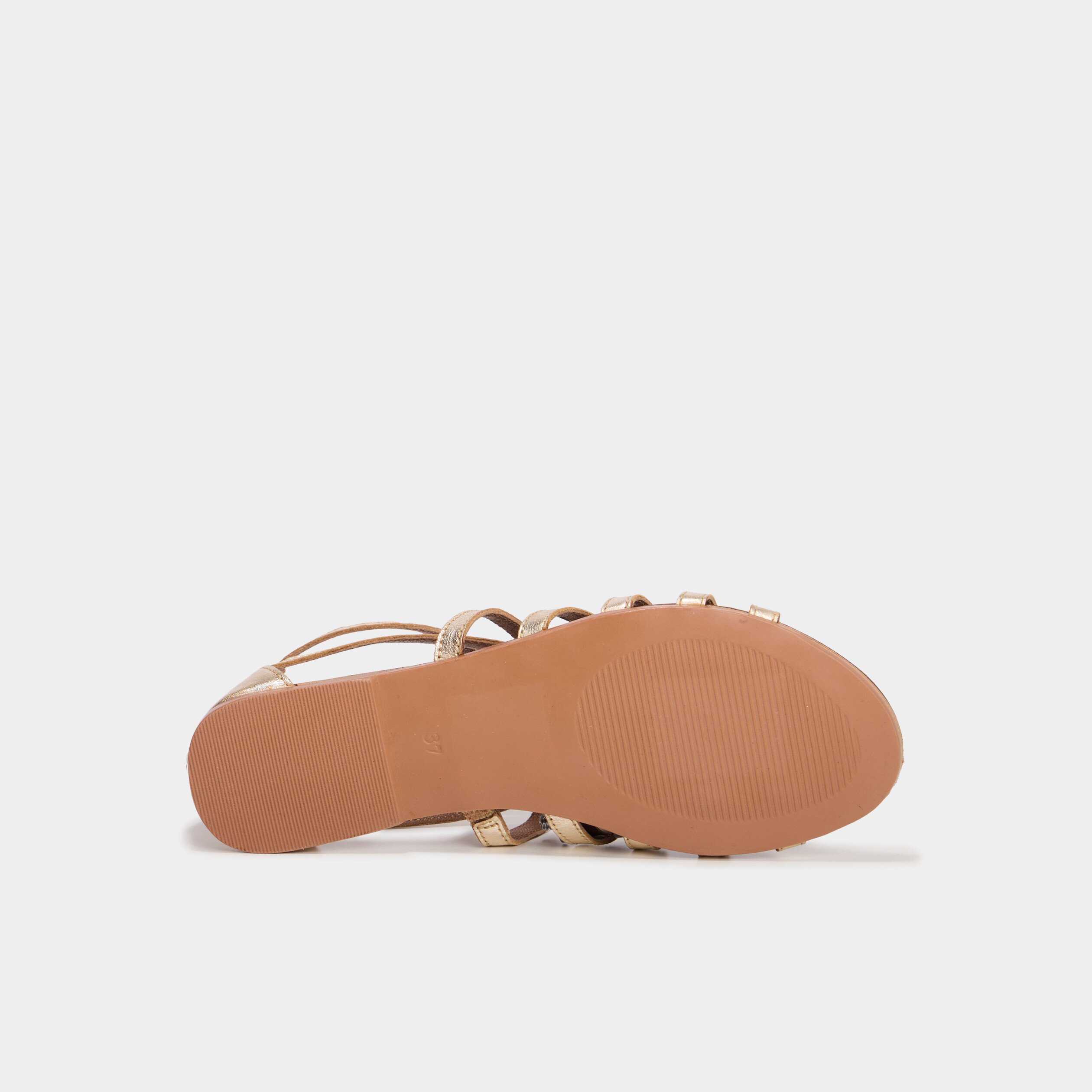 sandales plates en cuir jaune or femme Sandales plates en cuir jaune or femme
