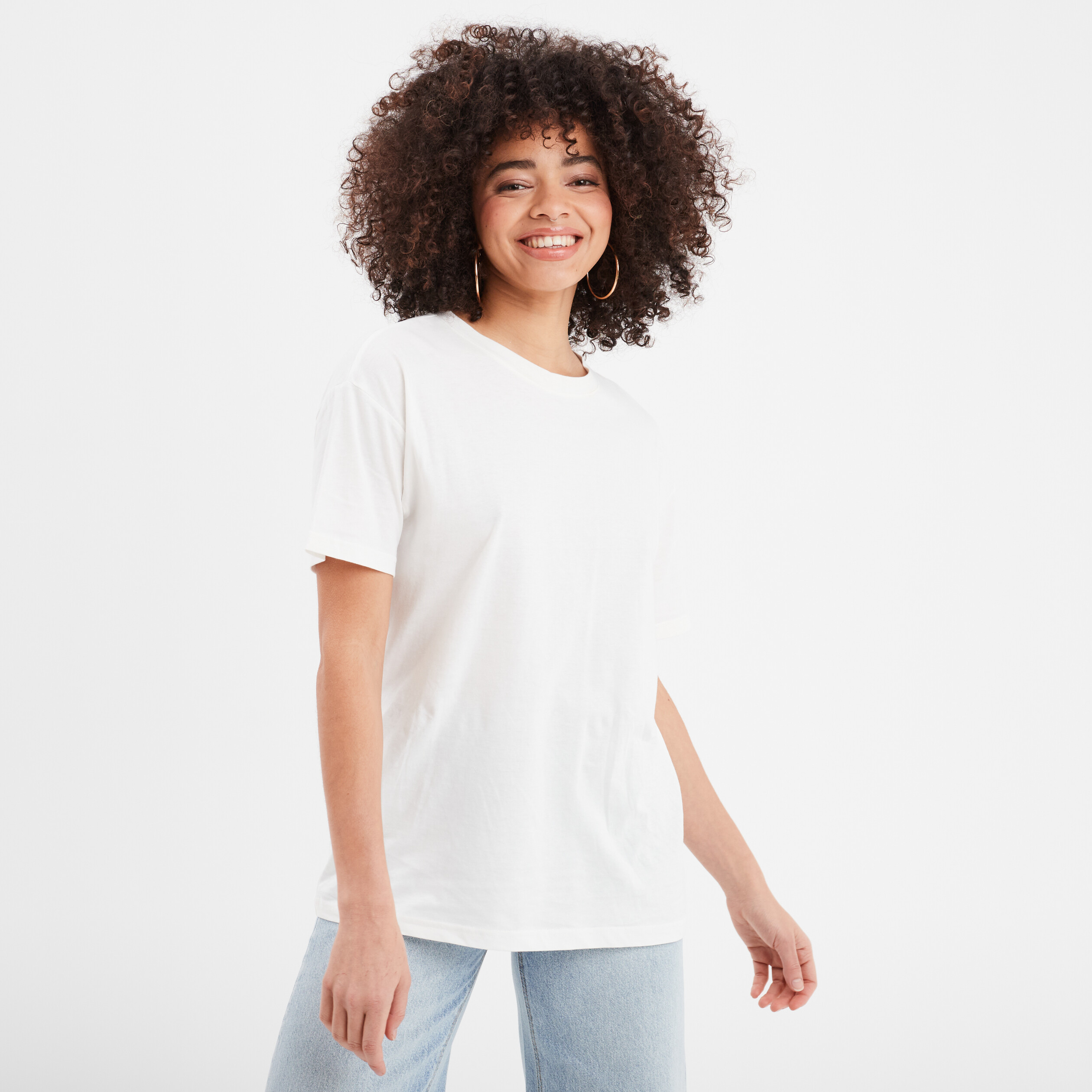 t shirt droit a manches courtes en coton blanc femme T-shirt droit à manches courtes en coton blanc femme